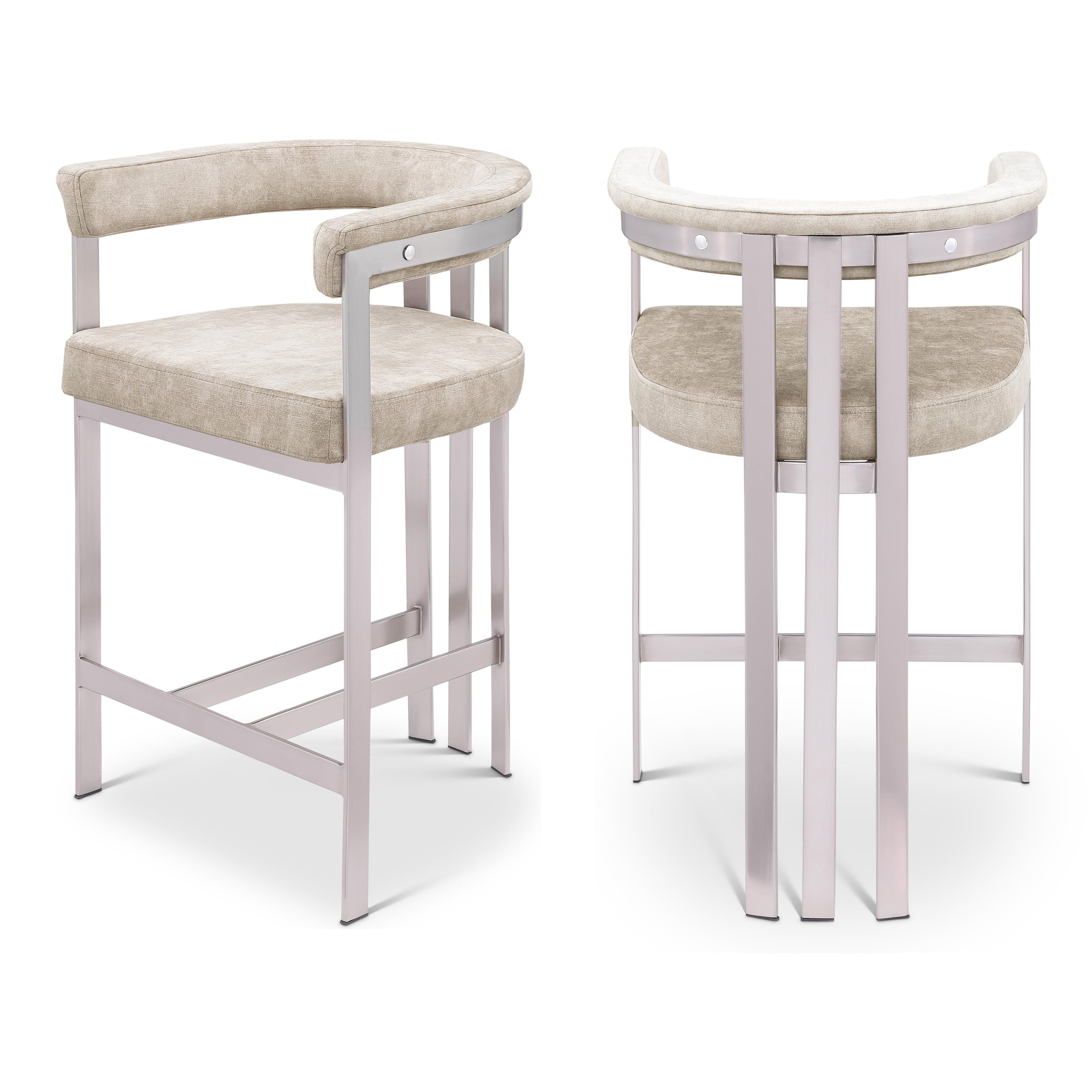 Meridian Marcello Beige Velvet Counter Stool