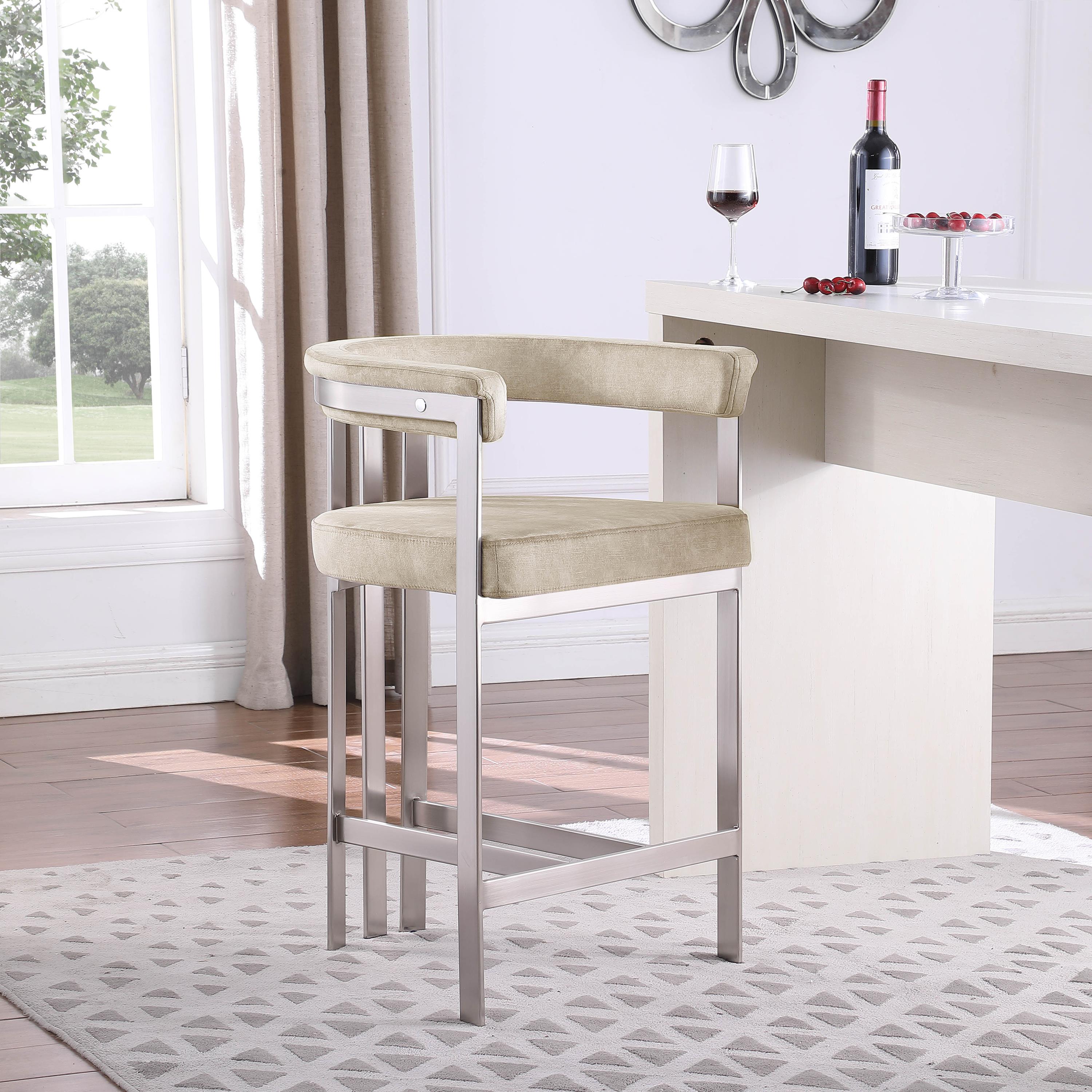 Meridian Marcello Beige Velvet Counter Stool