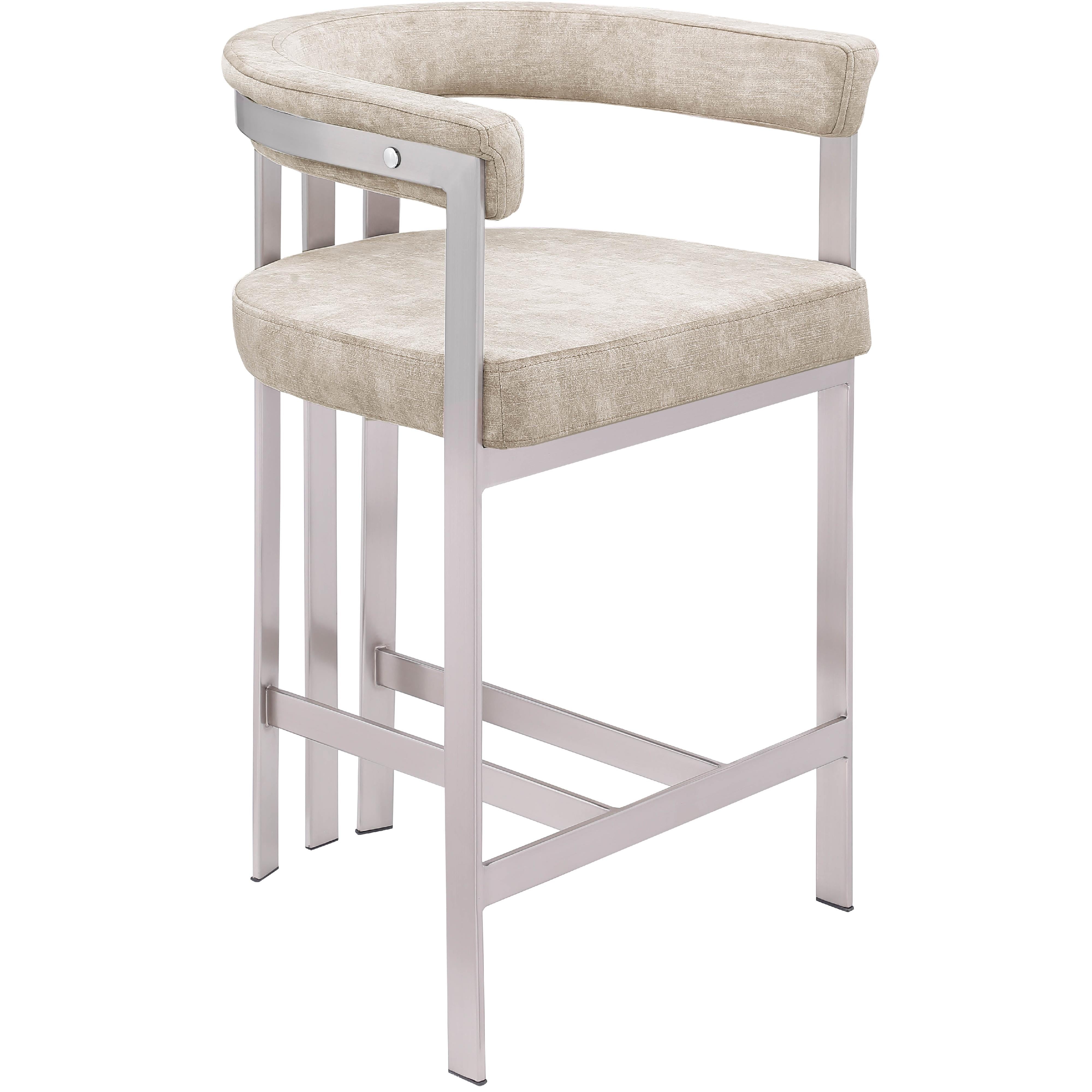 Meridian Marcello Beige Velvet Counter Stool