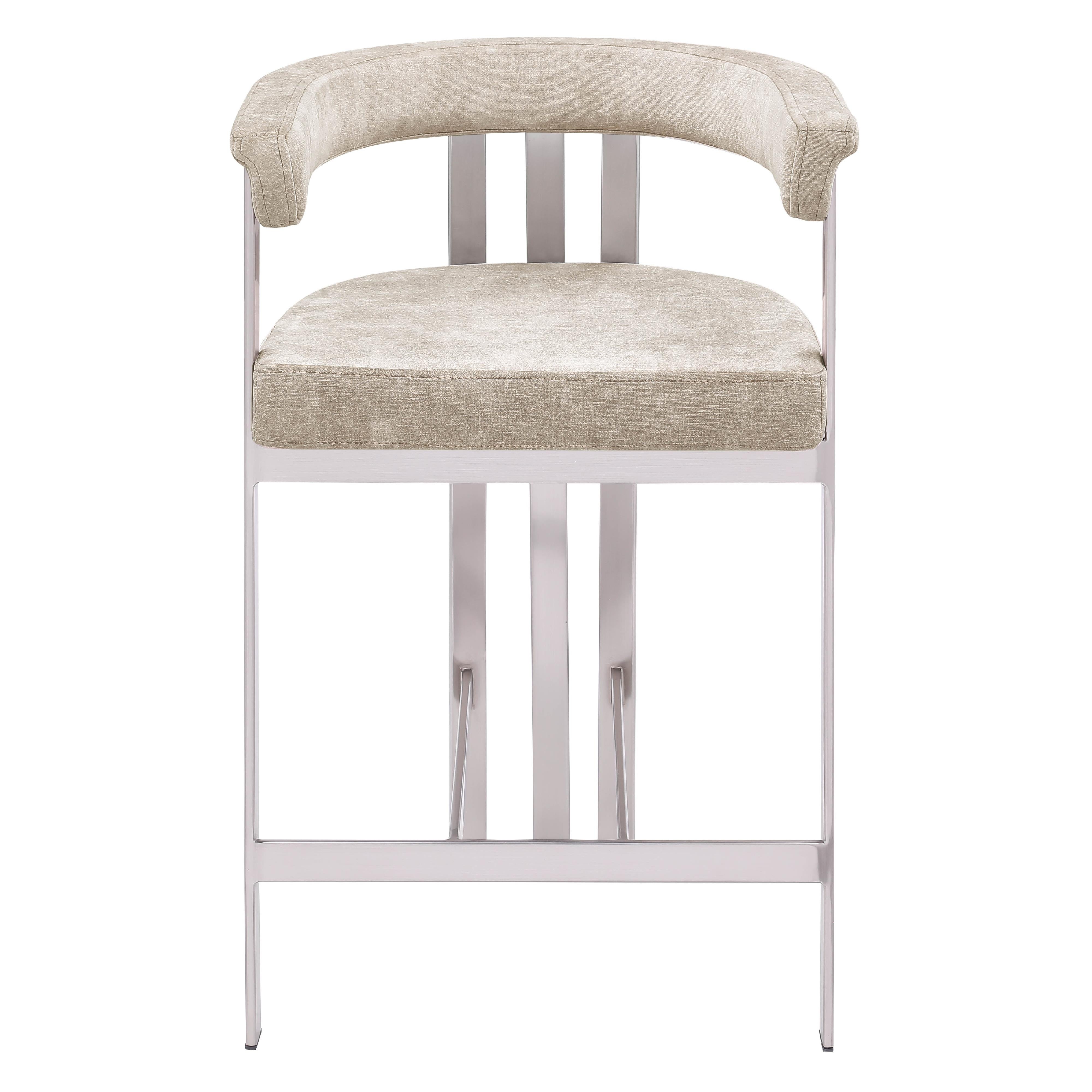 Meridian Marcello Beige Velvet Counter Stool