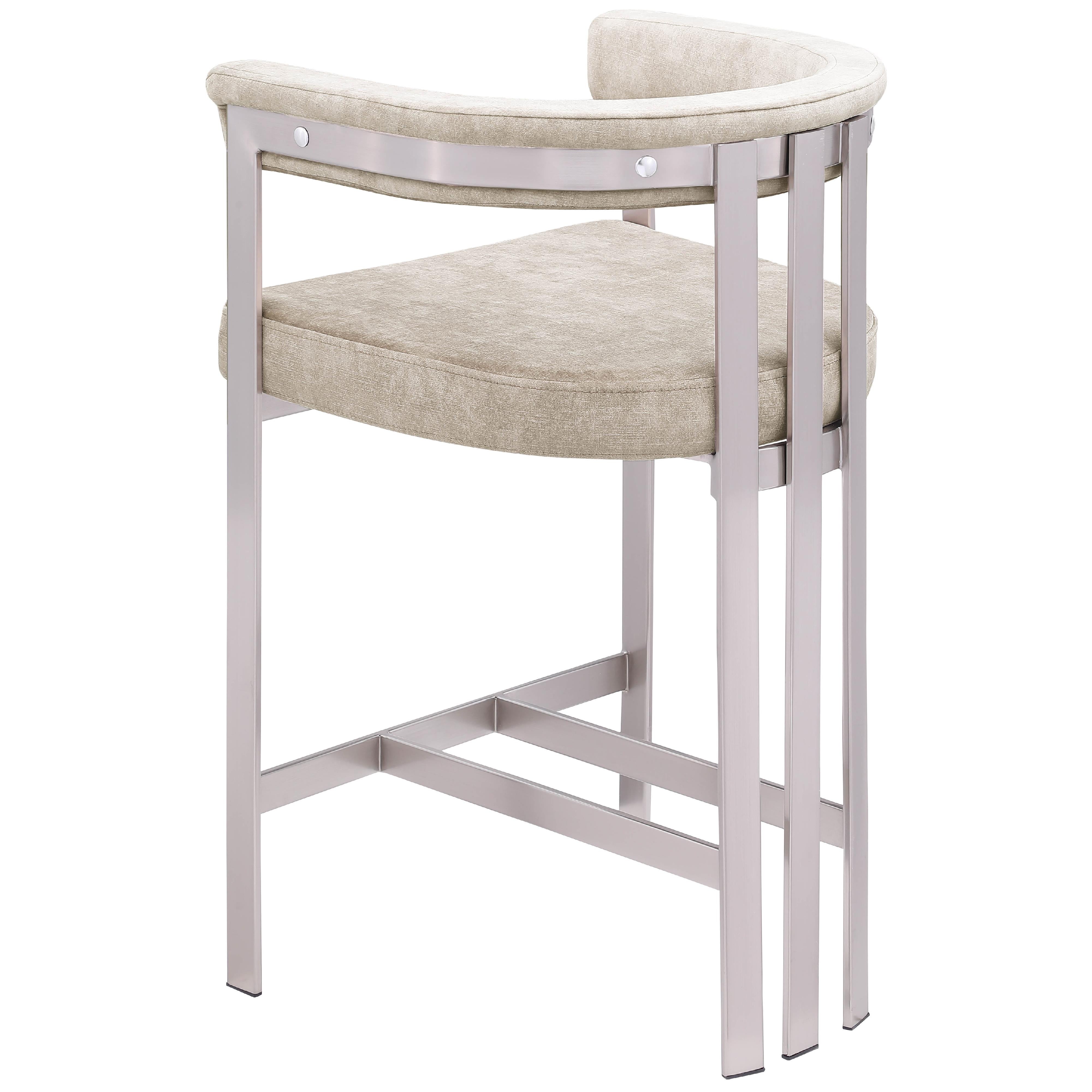 Meridian Marcello Beige Velvet Counter Stool