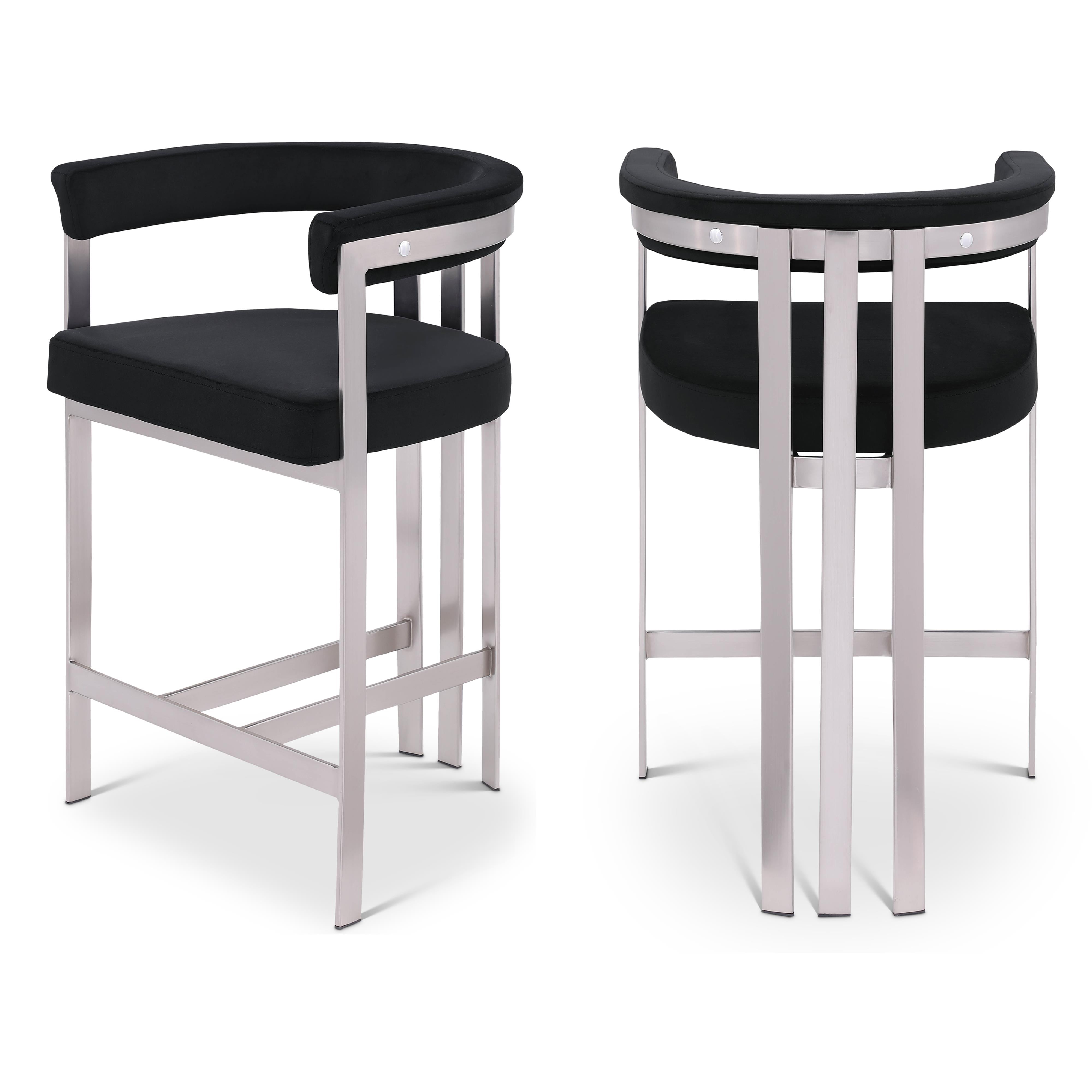 Meridian Marcello Black Velvet Counter Stool