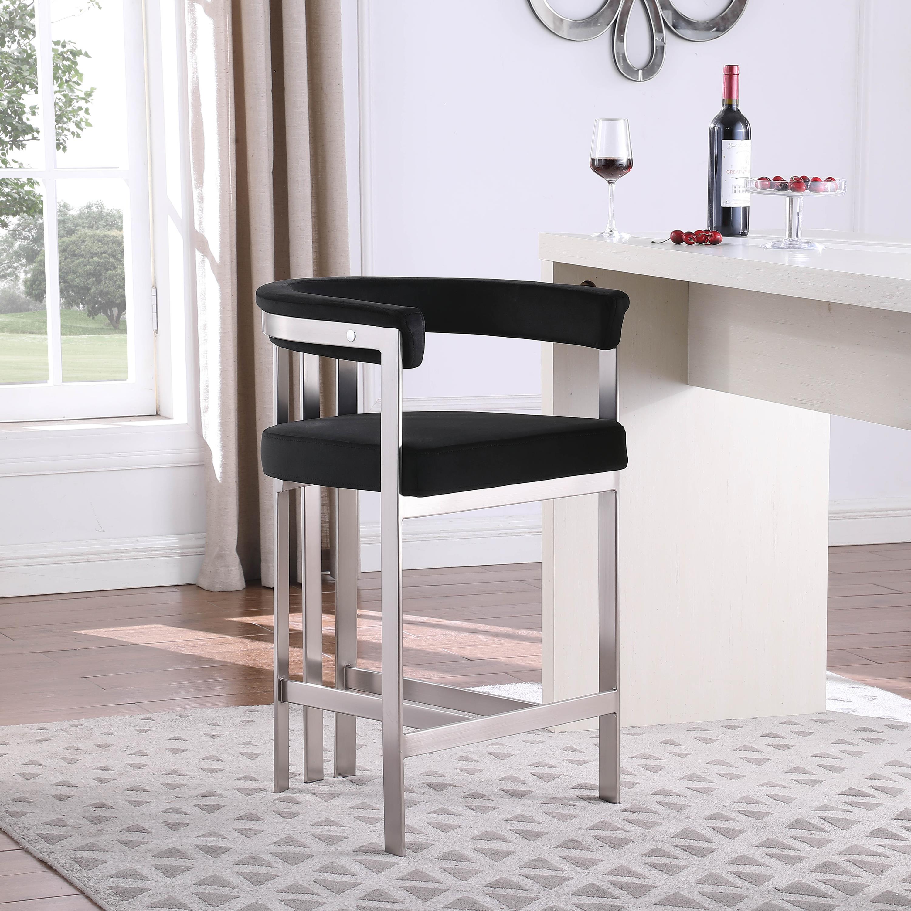 Meridian Marcello Black Velvet Counter Stool