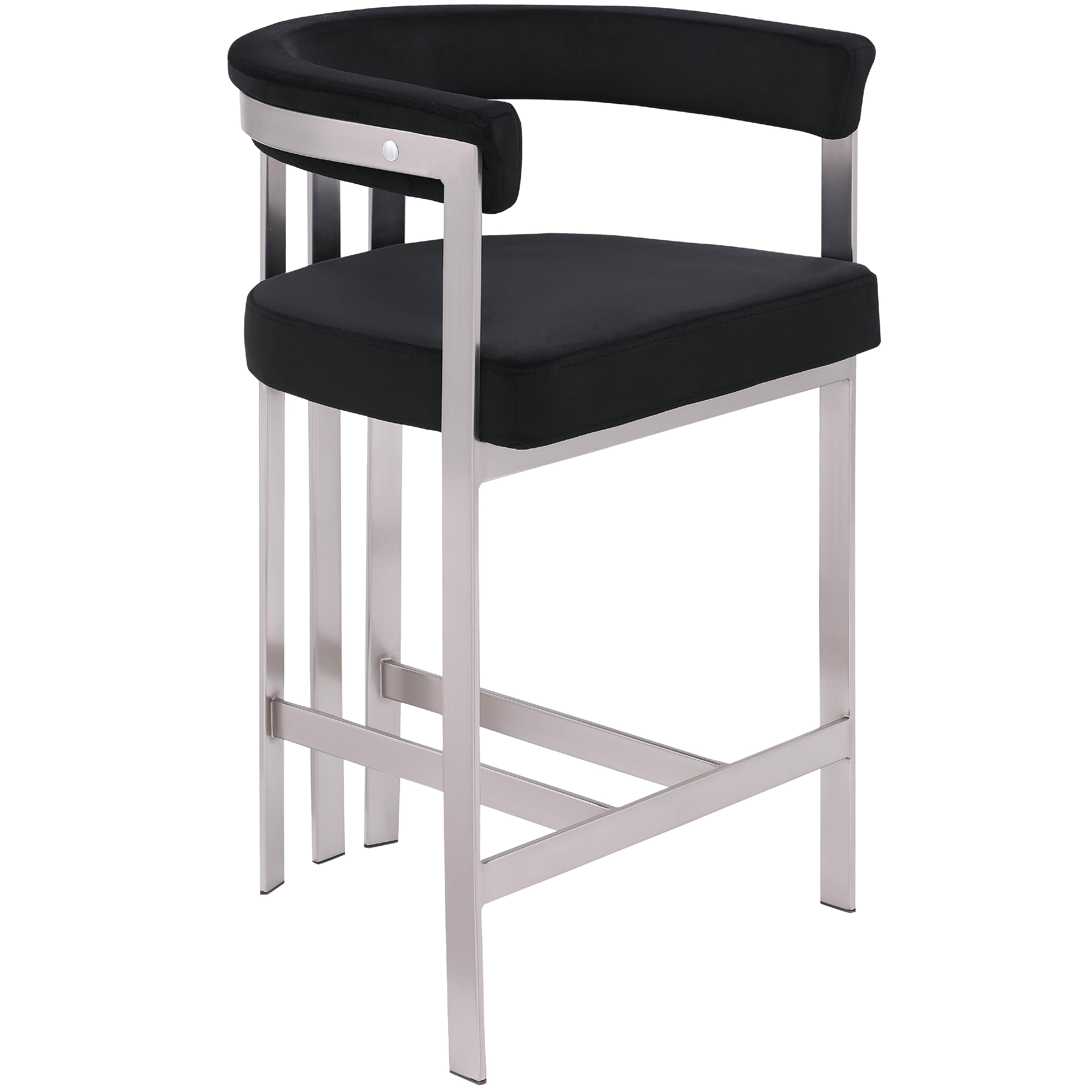 Meridian Marcello Black Velvet Counter Stool