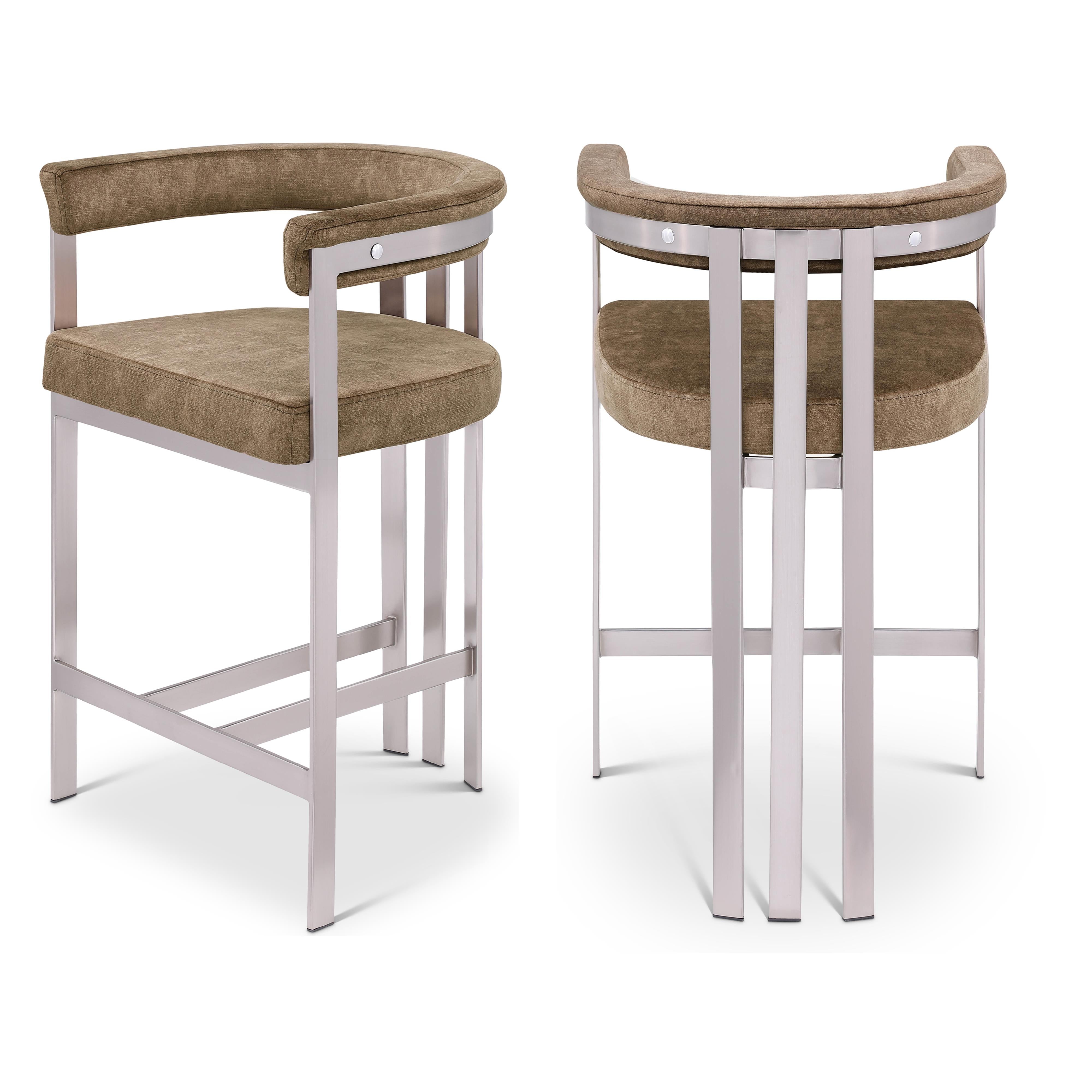 Meridian Marcello Brown Velvet Counter Stool
