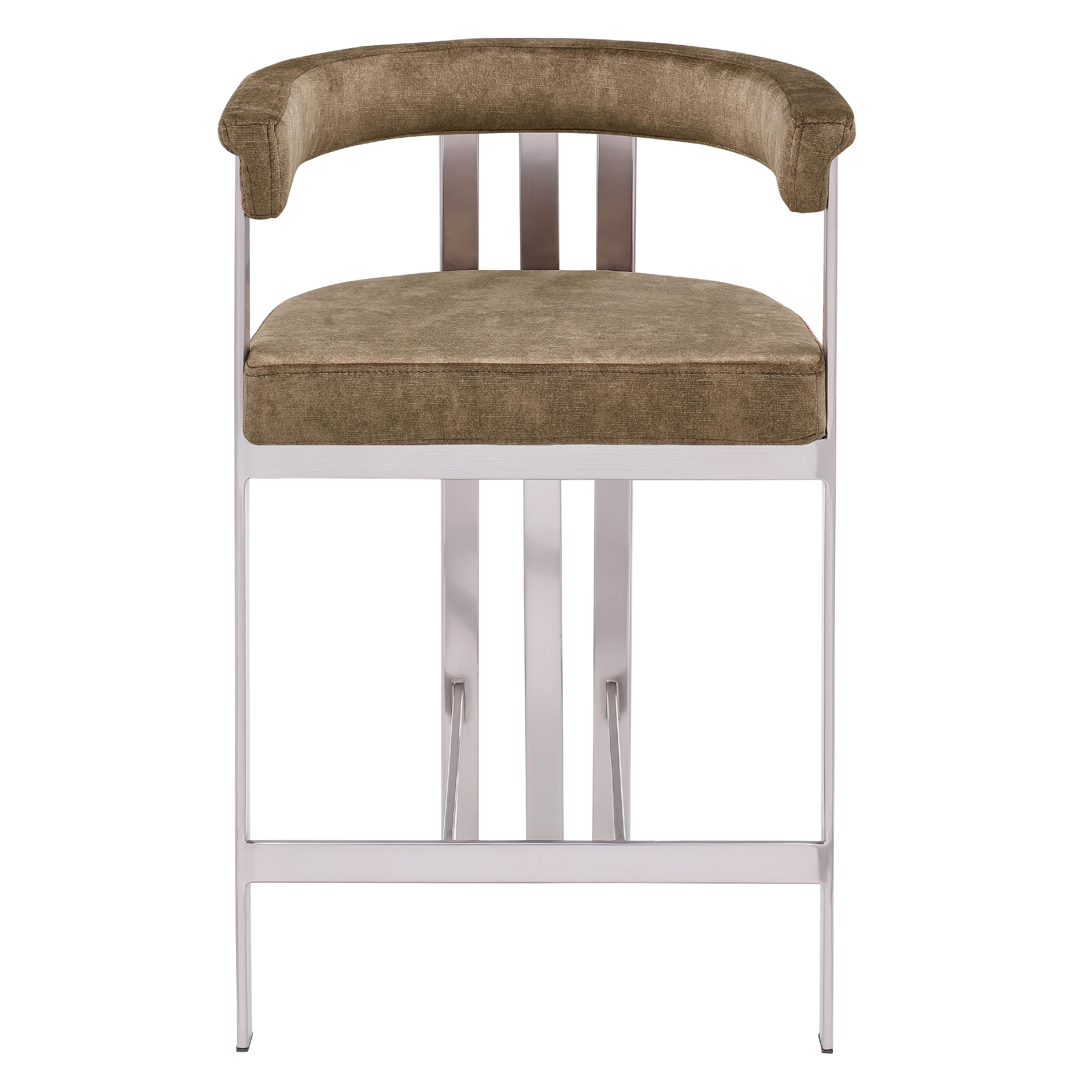 Meridian Marcello Brown Velvet Counter Stool