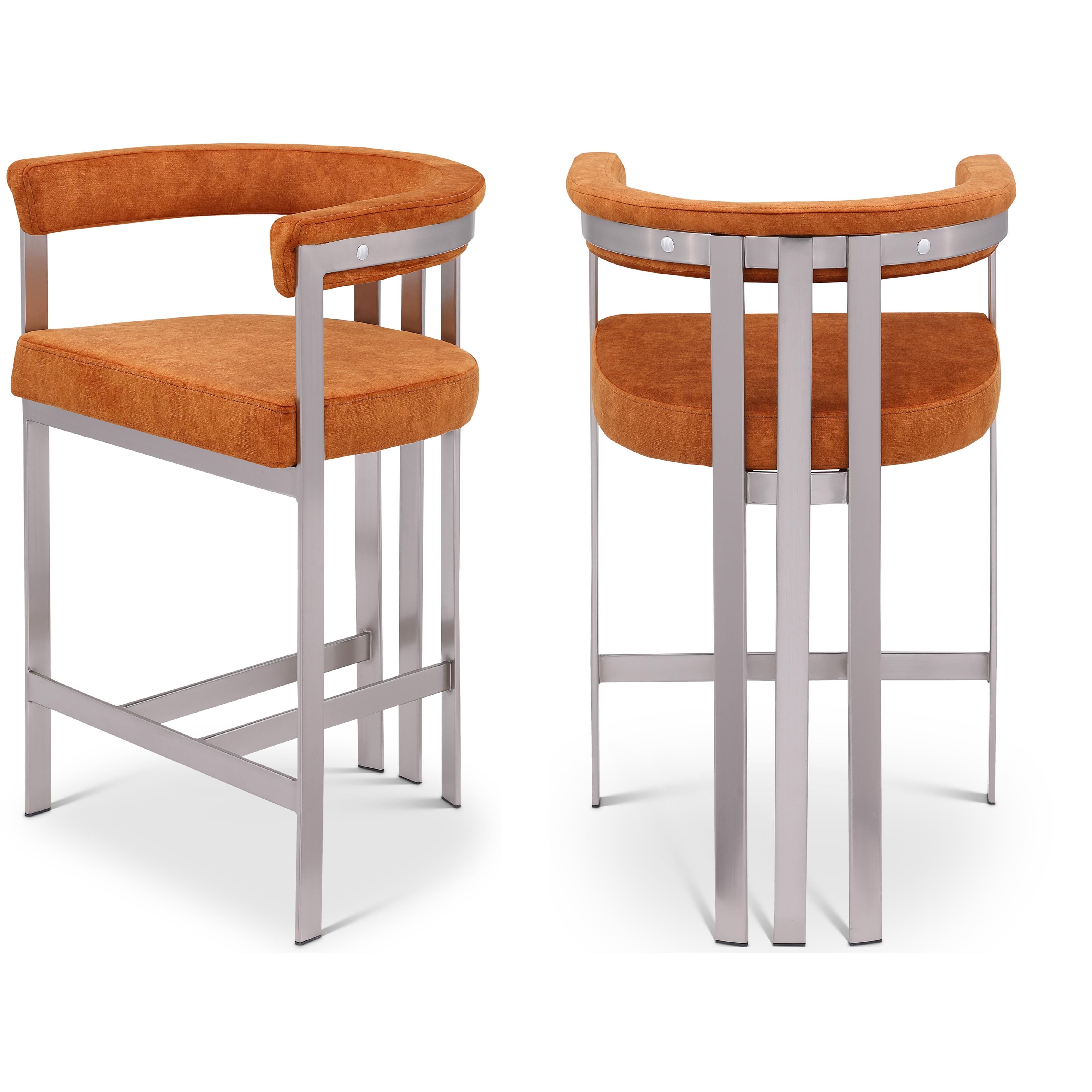 Meridian Marcello Cognac Velvet Counter Stool