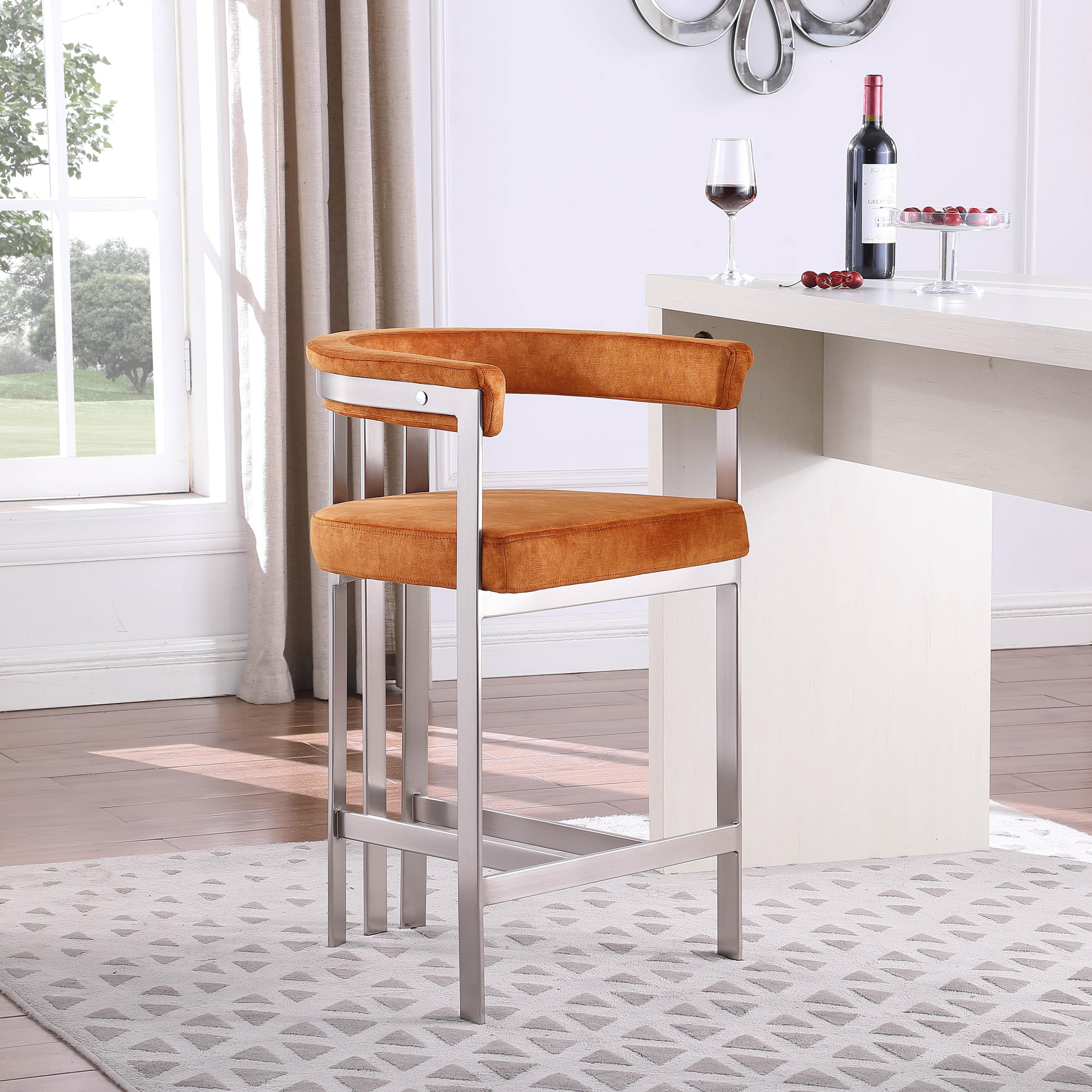 Meridian Marcello Cognac Velvet Counter Stool