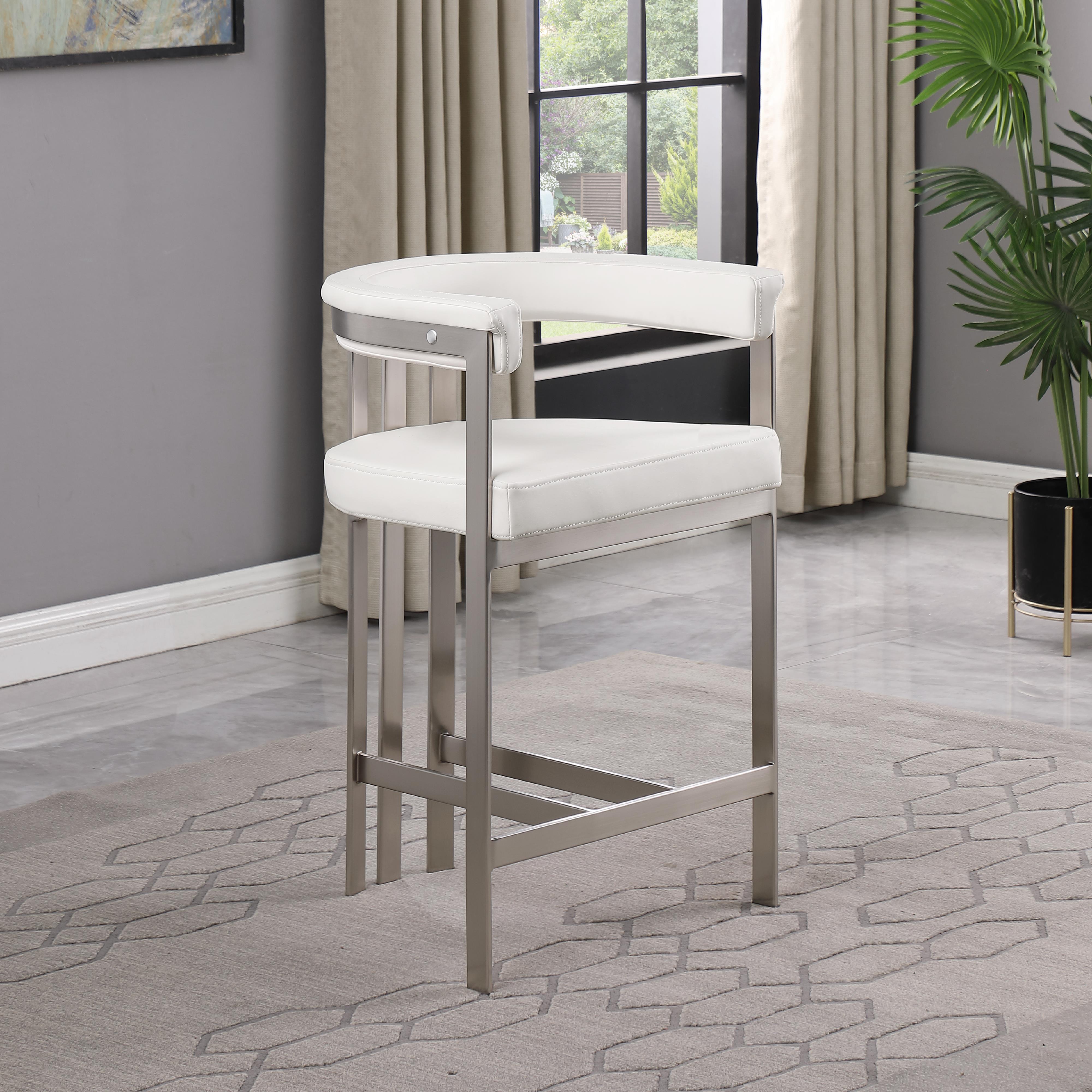 Meridian Marcello Cream Vegan Leather Counter Stool