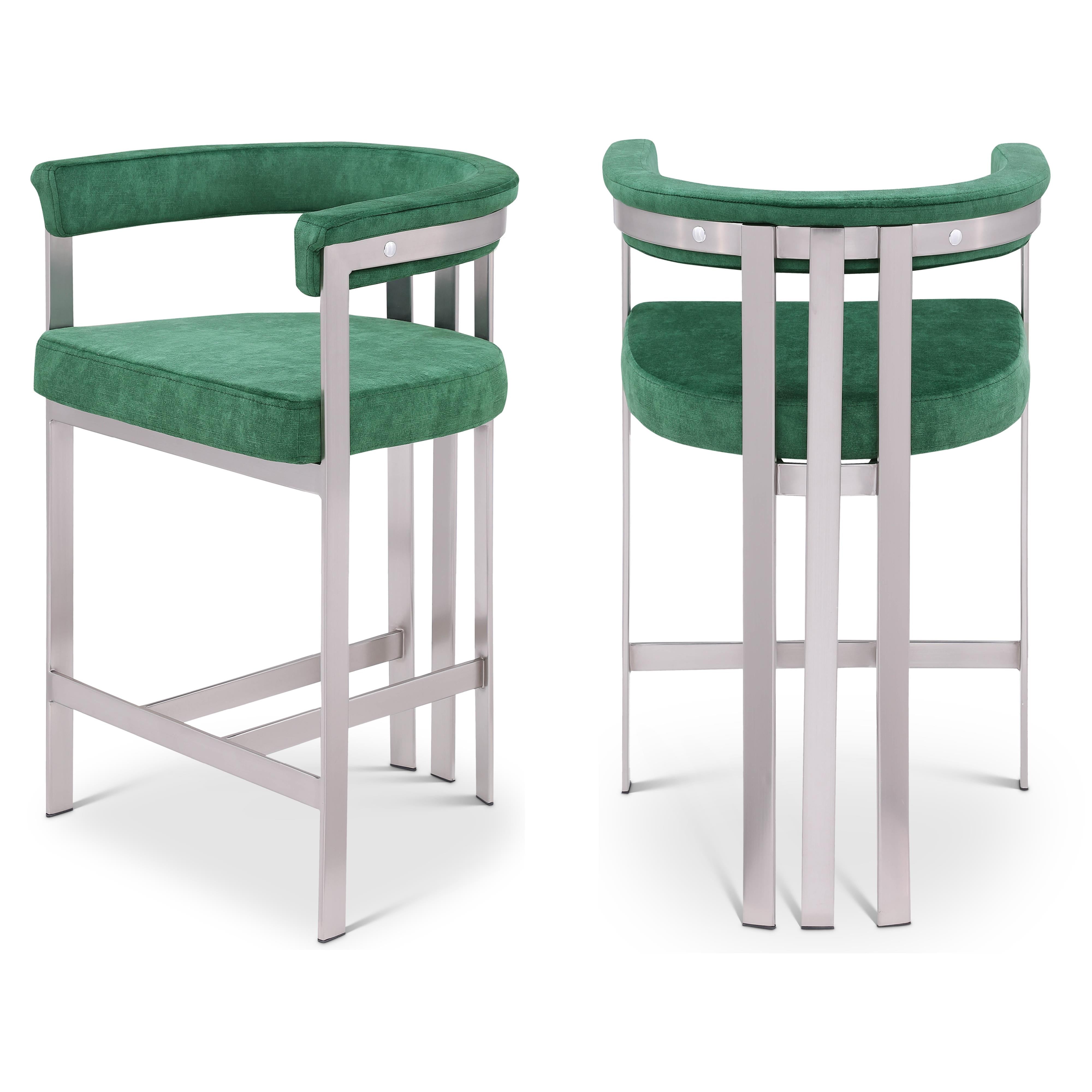 Meridian Marcello Green Velvet Counter Stool