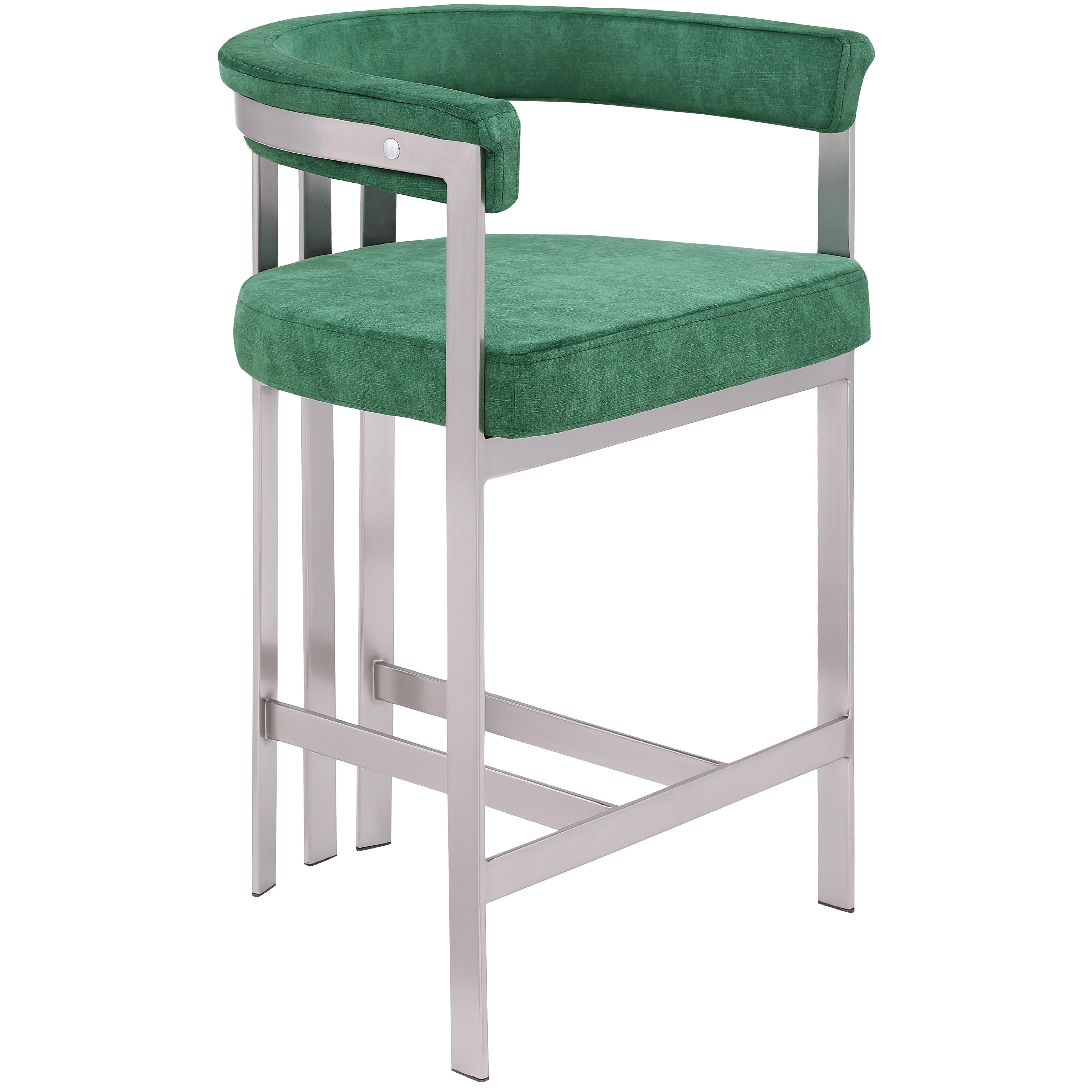 Meridian Marcello Green Velvet Counter Stool