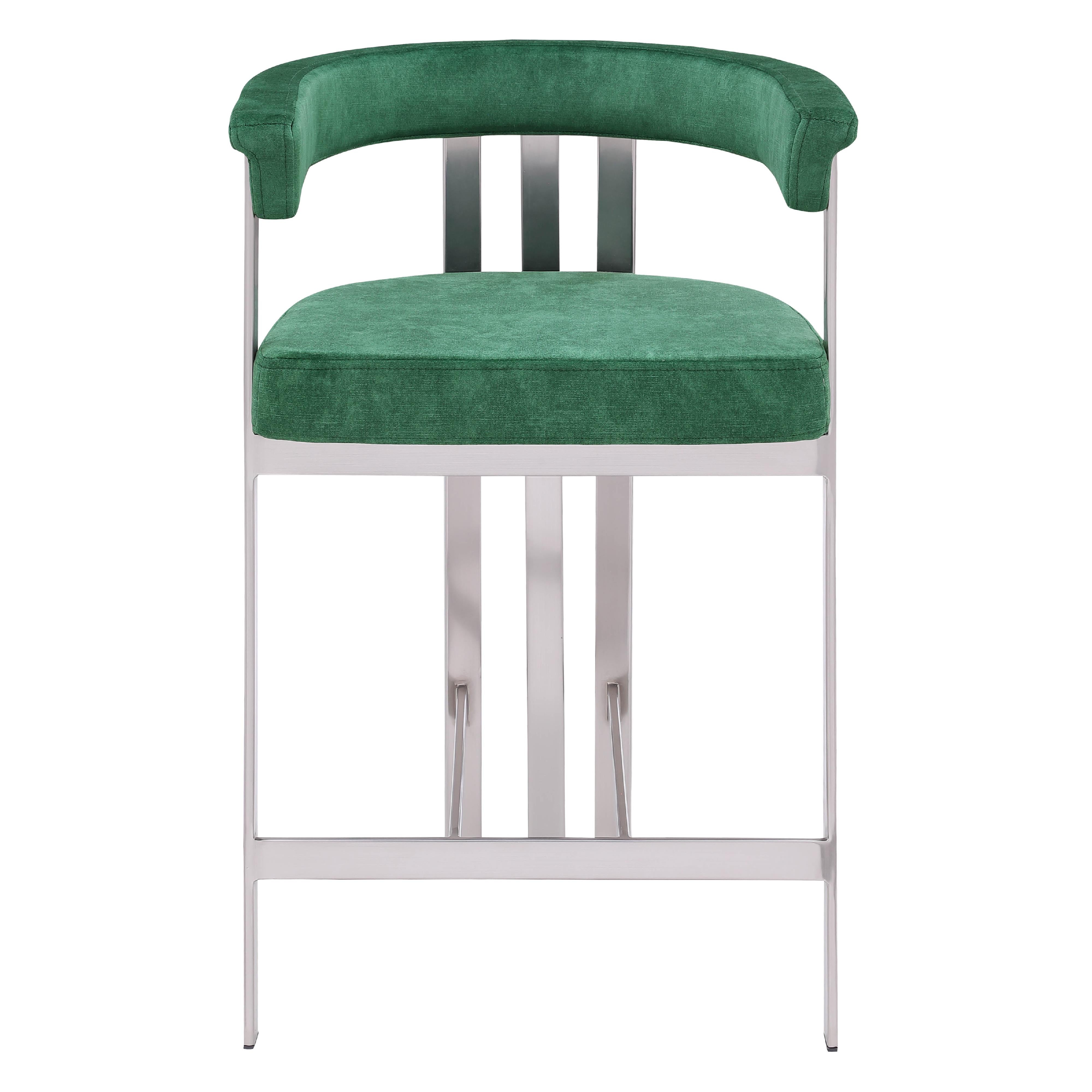 Meridian Marcello Green Velvet Counter Stool