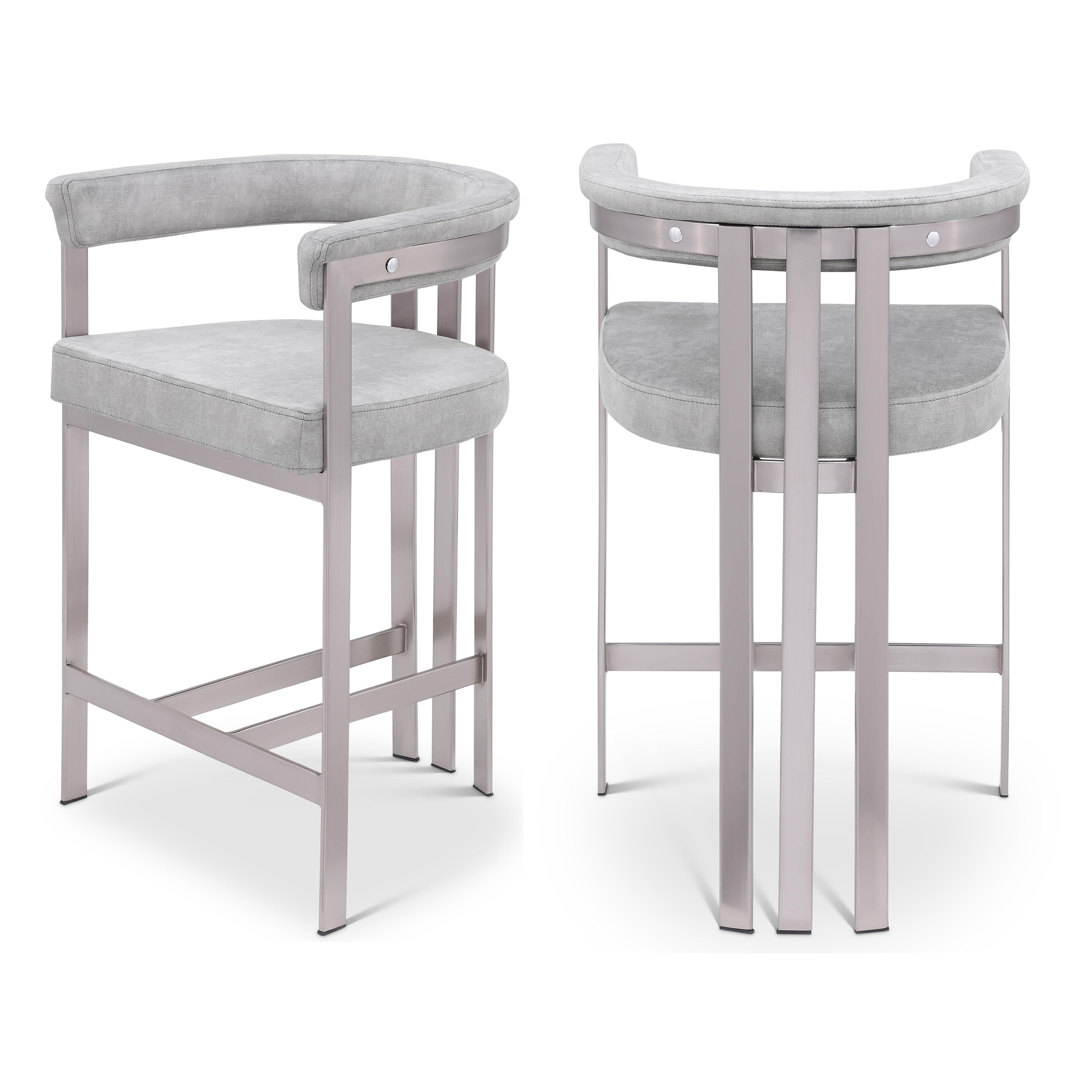 Meridian Marcello Grey Velvet Counter Stool