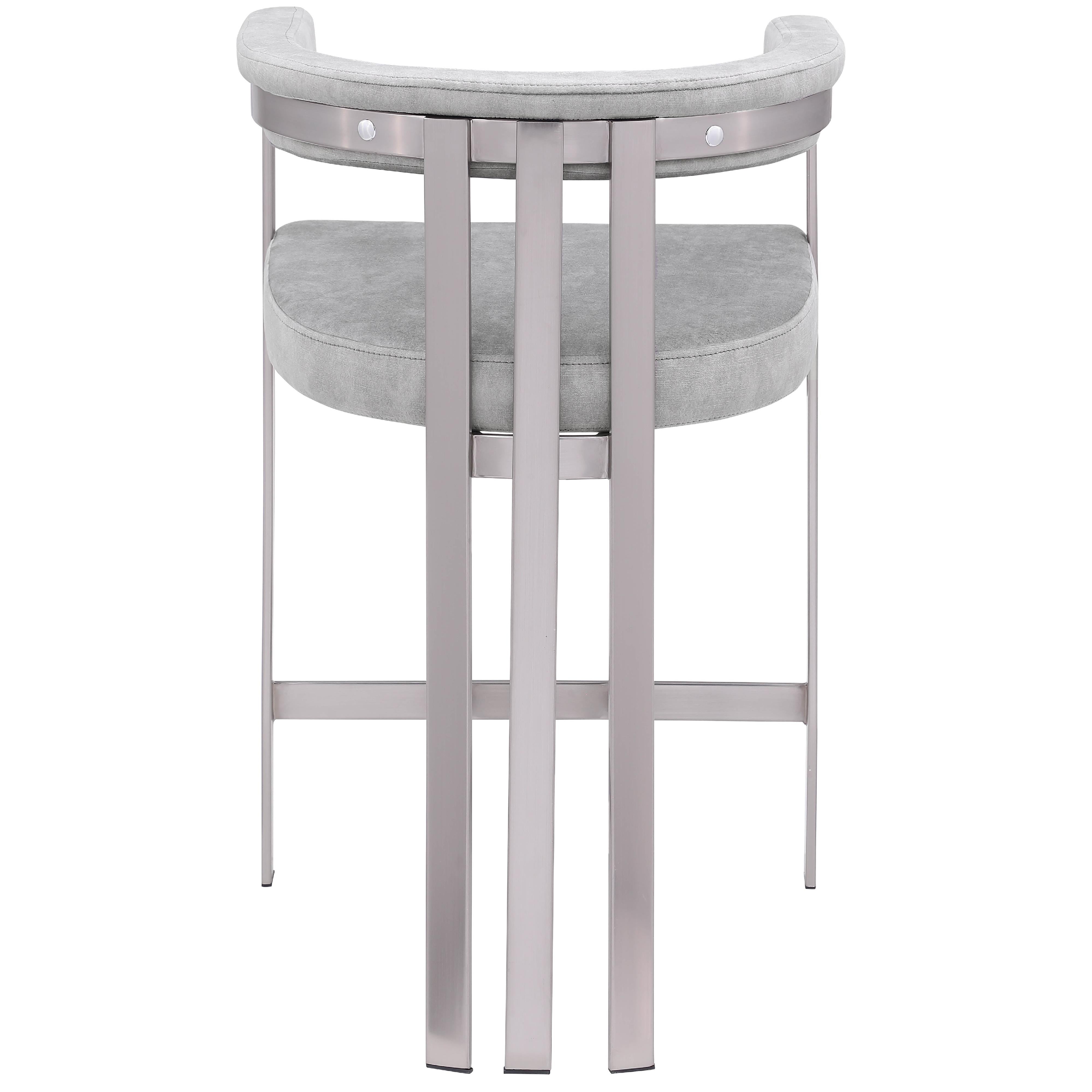 Meridian Marcello Grey Velvet Counter Stool