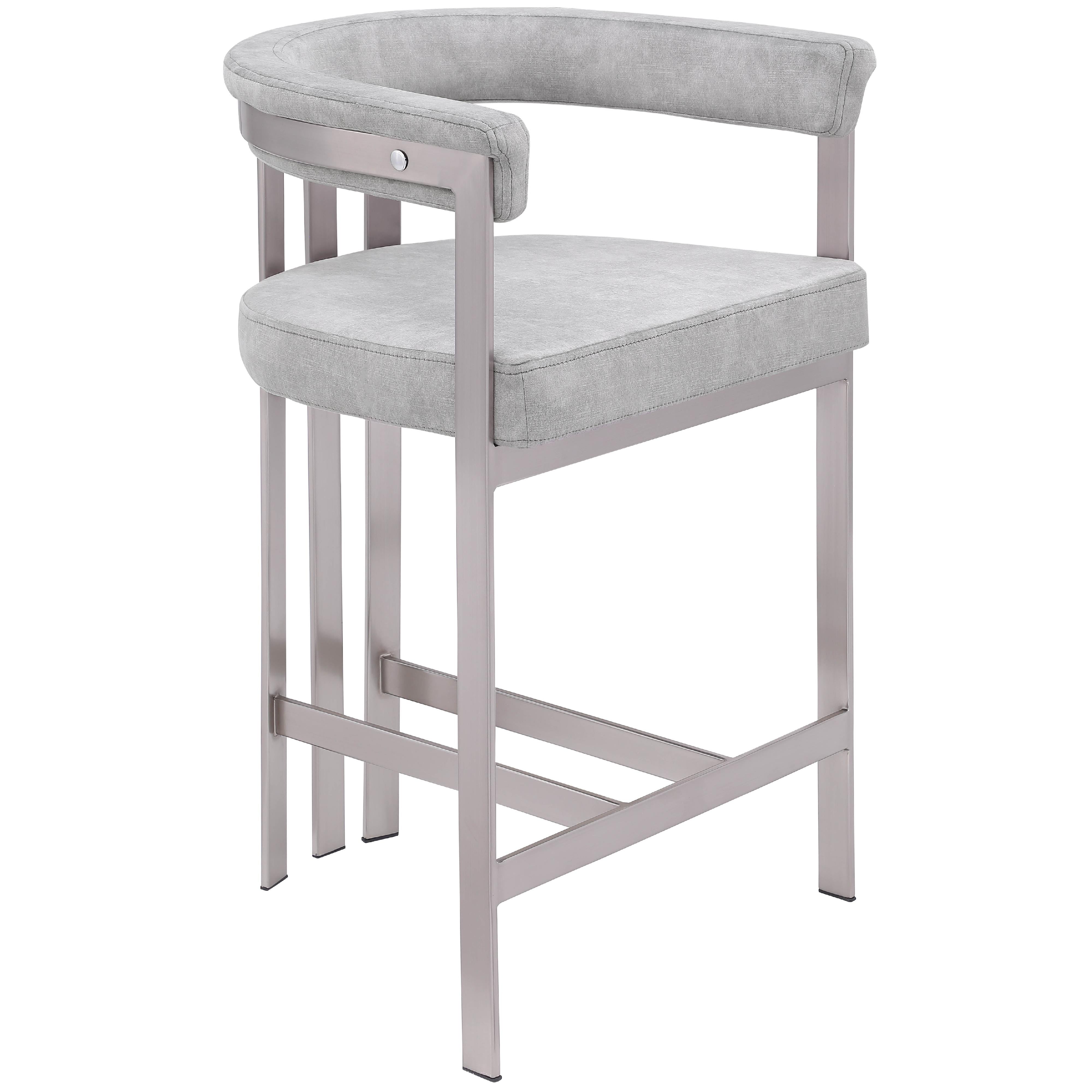 Meridian Marcello Grey Velvet Counter Stool