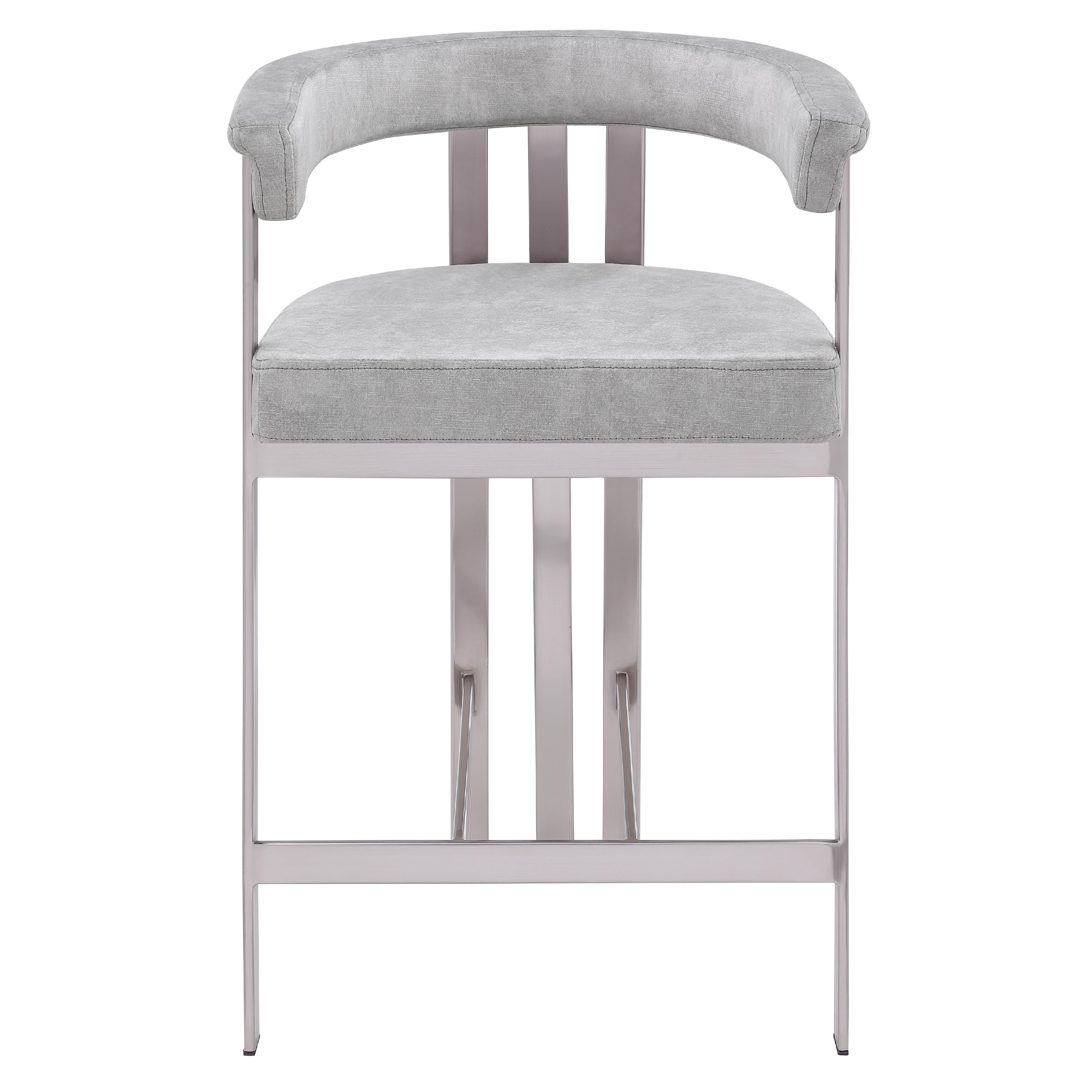 Meridian Marcello Grey Velvet Counter Stool