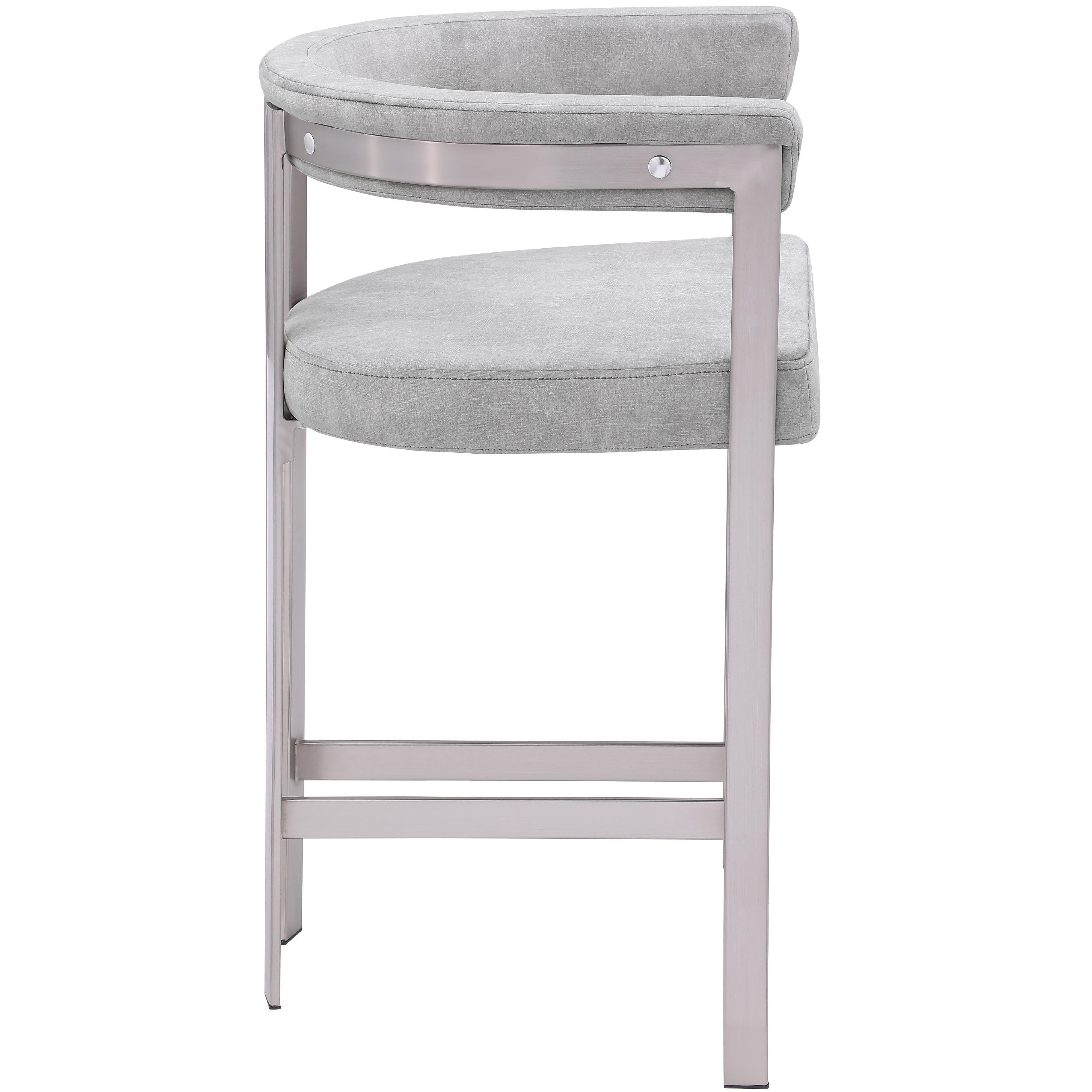 Meridian Marcello Grey Velvet Counter Stool