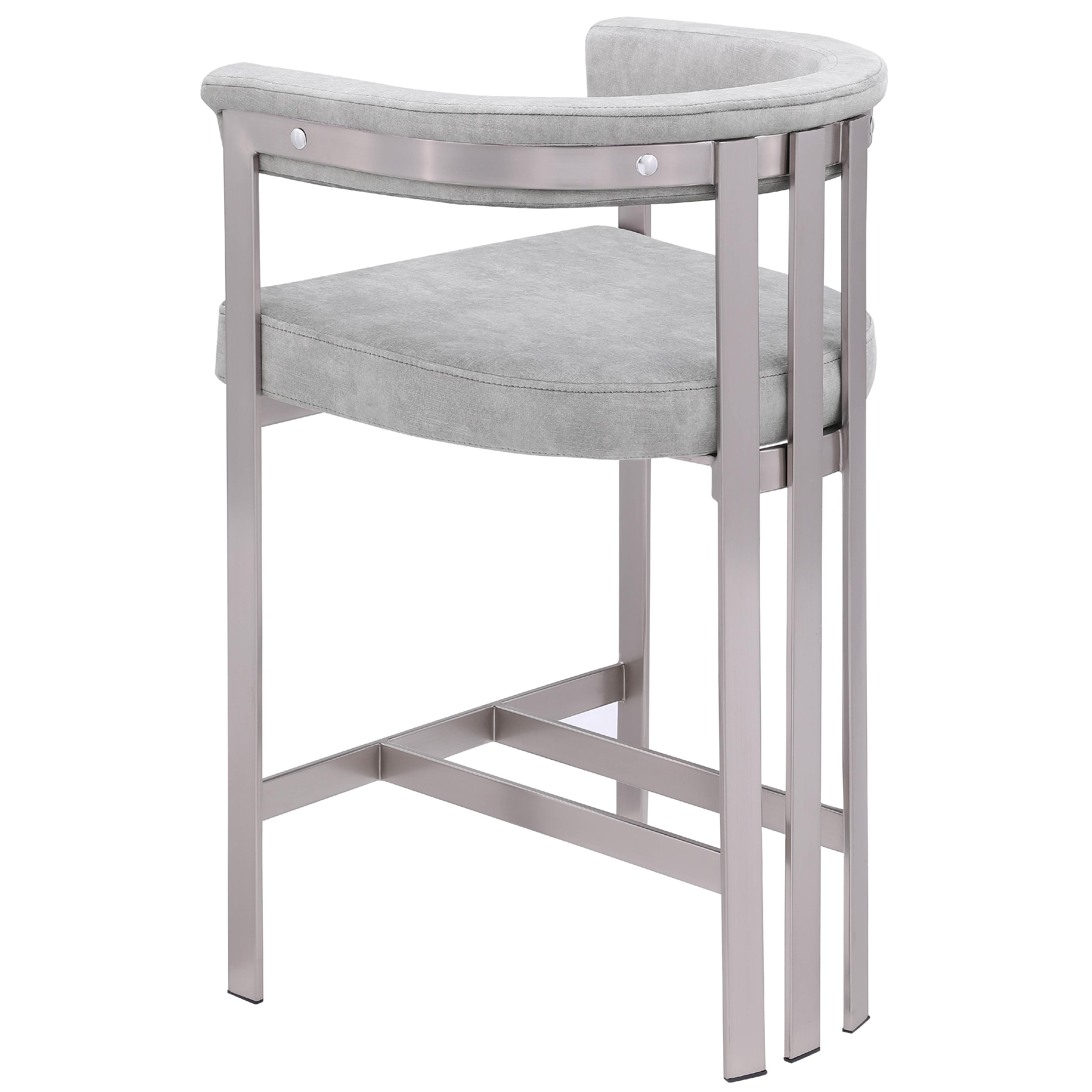 Meridian Marcello Grey Velvet Counter Stool