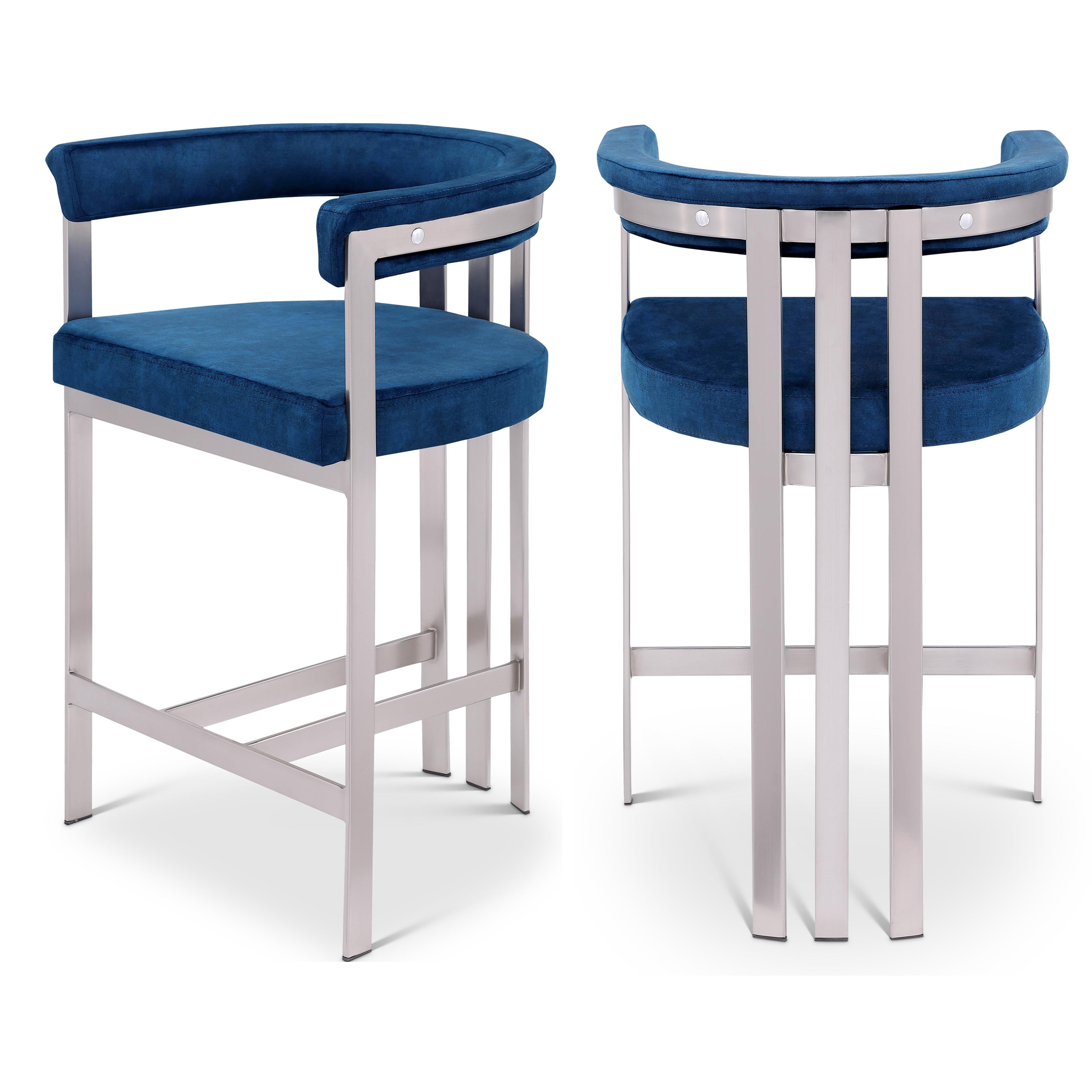 Meridian Marcello Navy Velvet Counter Stool