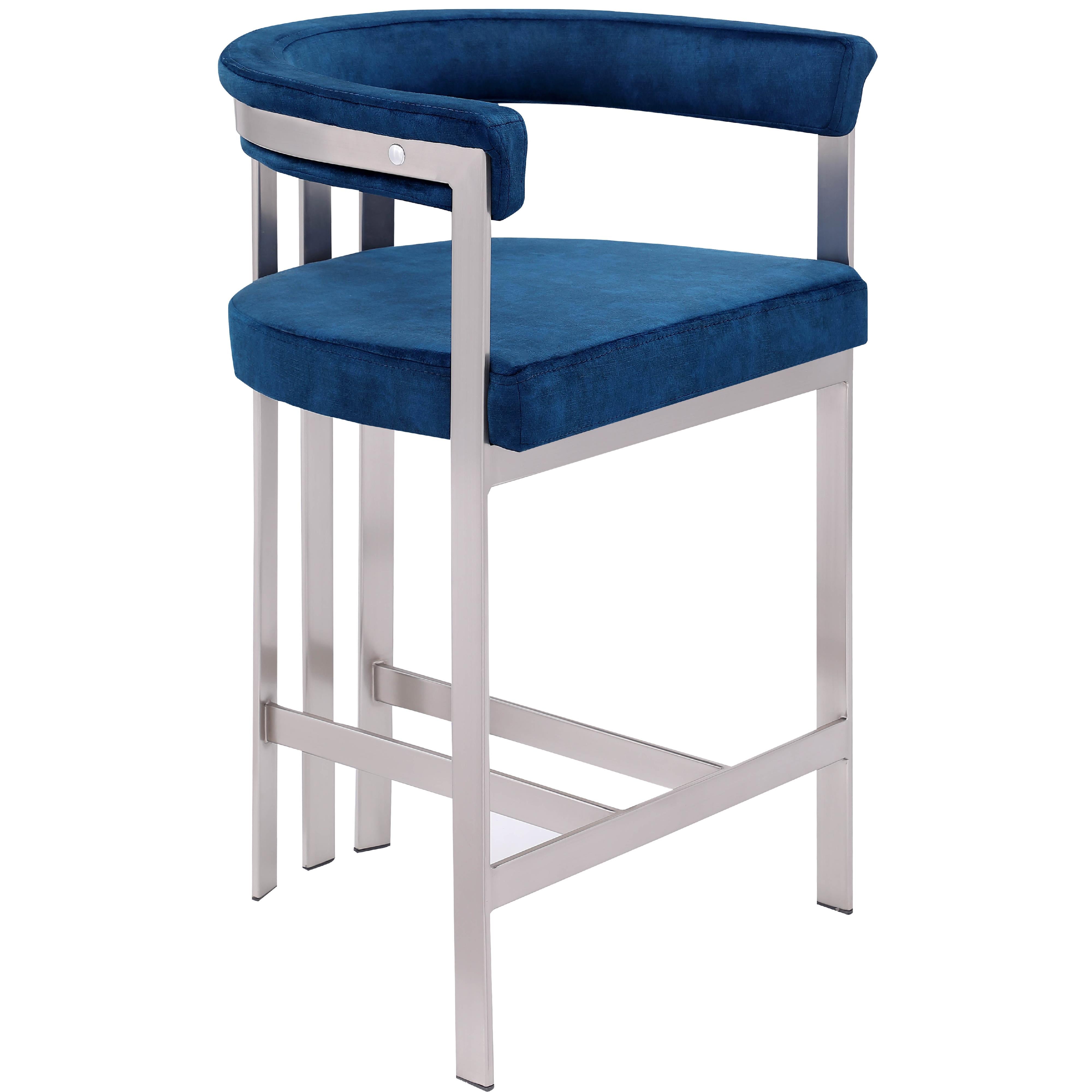Meridian Marcello Navy Velvet Counter Stool