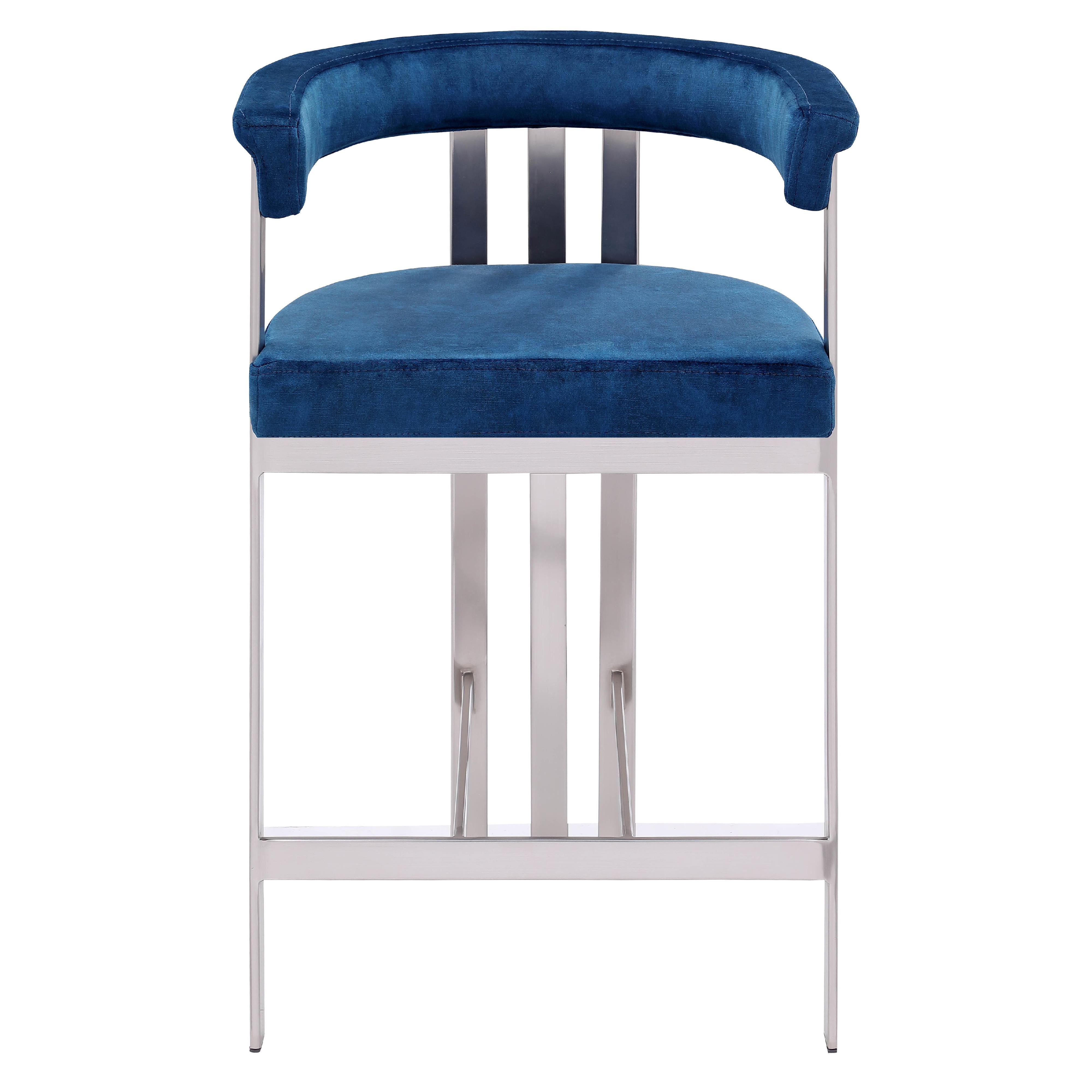 Meridian Marcello Navy Velvet Counter Stool