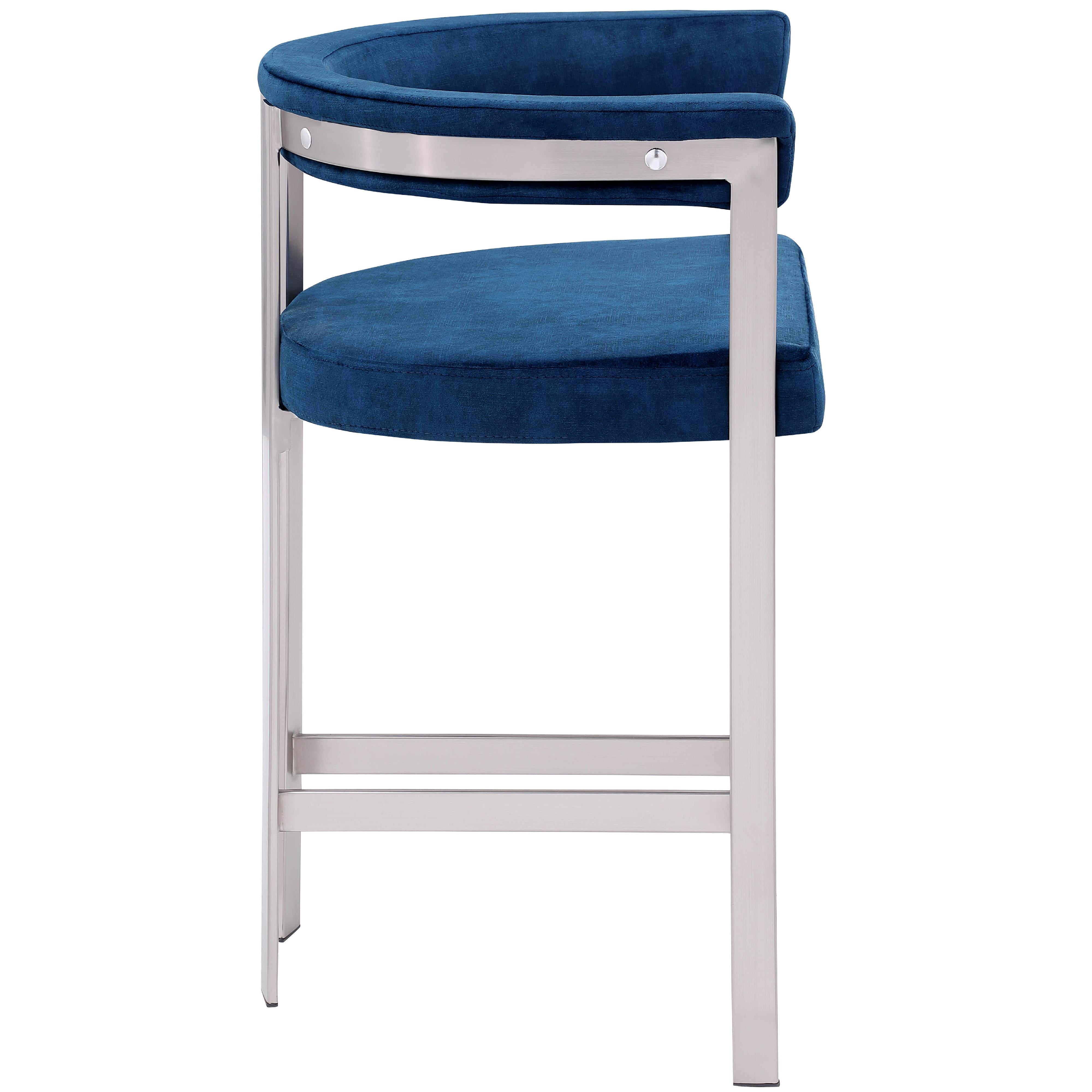 Meridian Marcello Navy Velvet Counter Stool