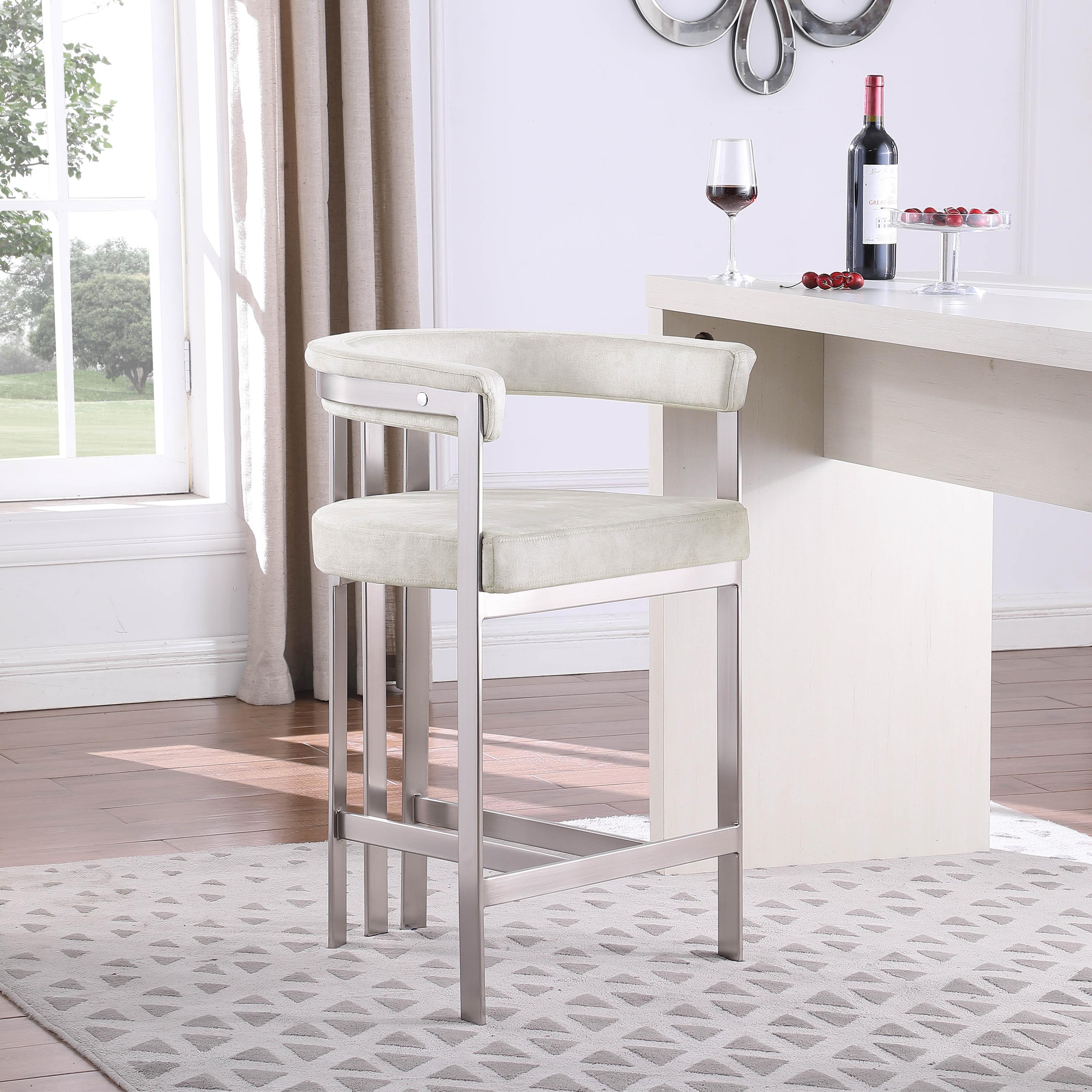 Meridian Marcello Stone Velvet Counter Stool