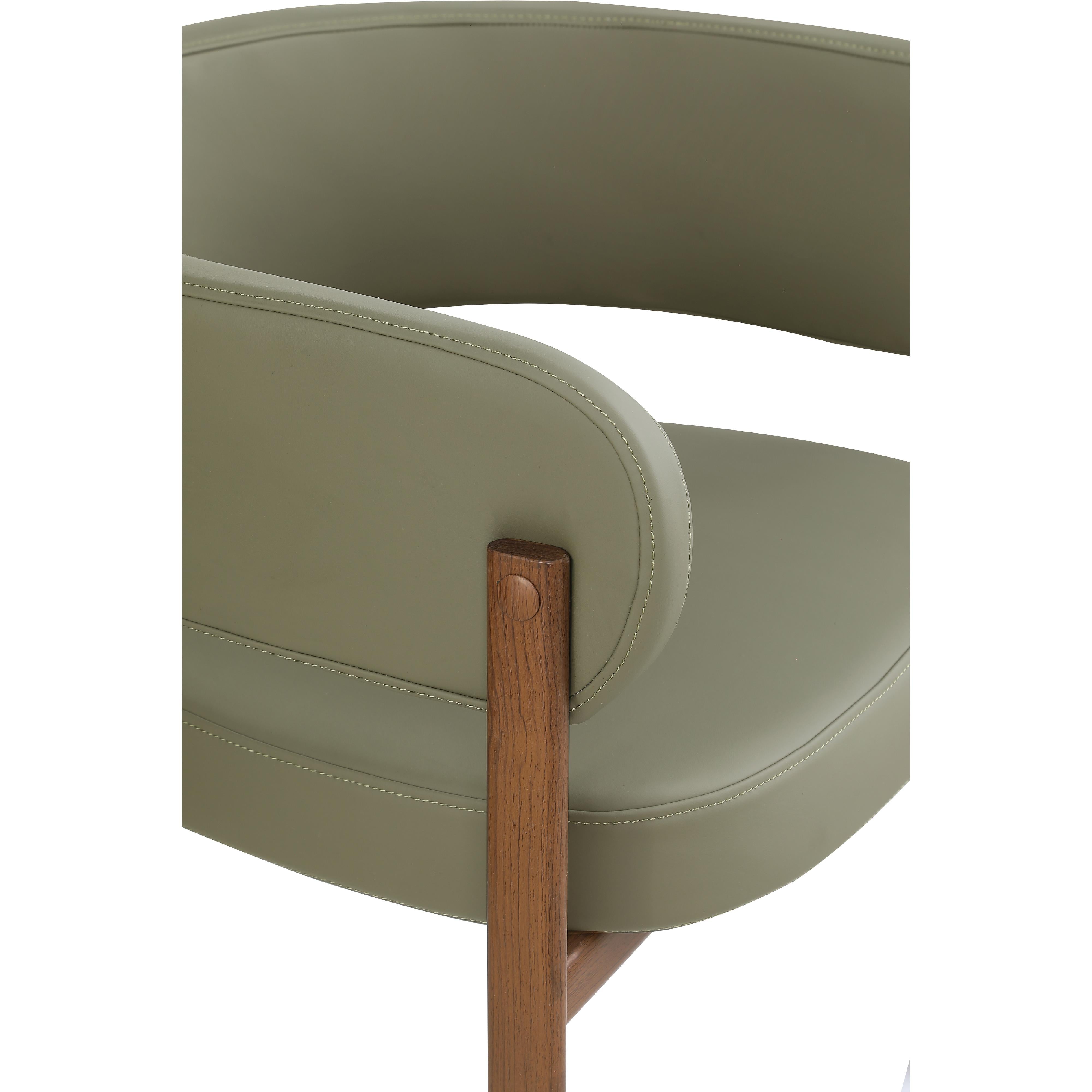 Meridian Gideon Olive Green Vegan Leather Dining Chair