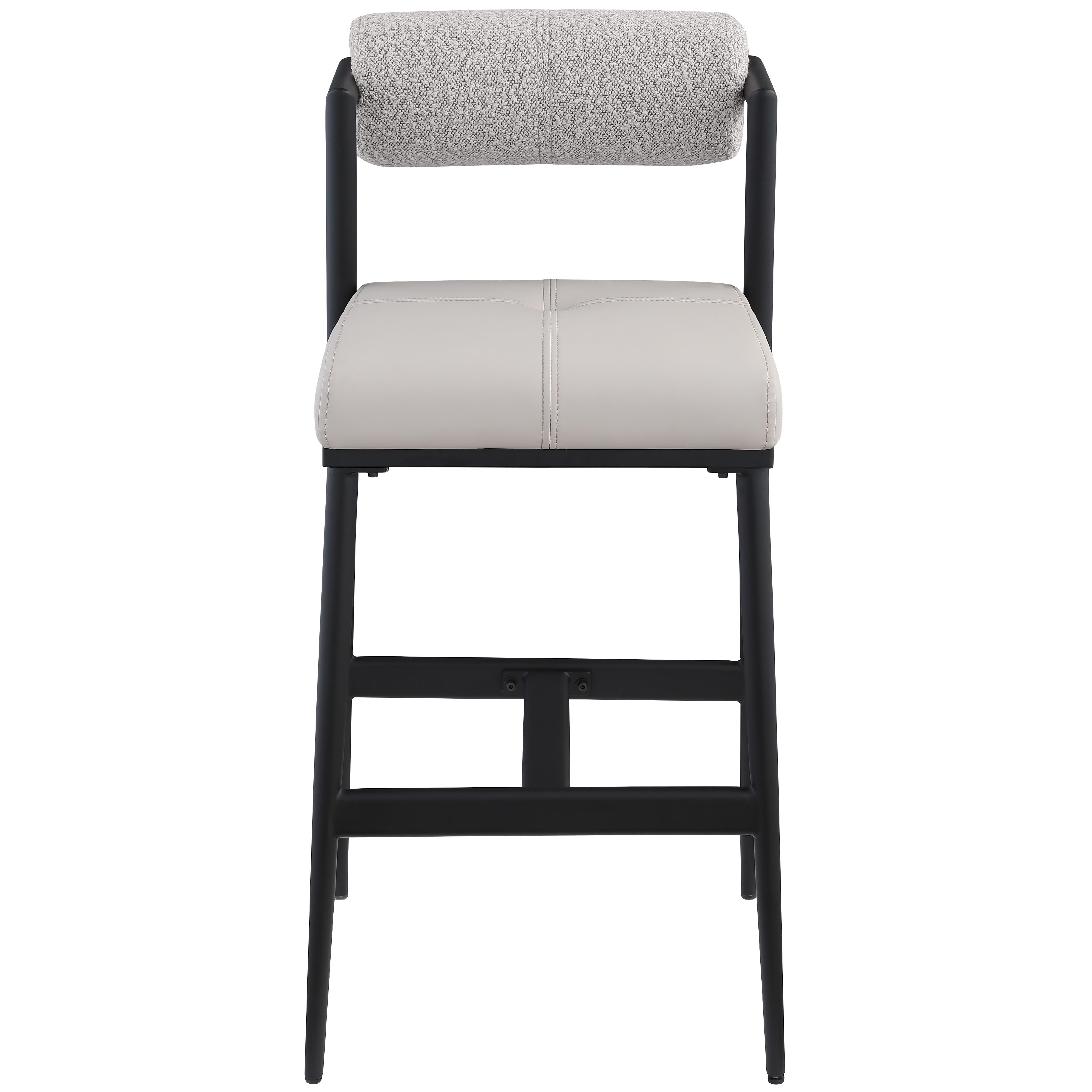 Meridian Stryker Taupe Boucle Fabric and Vegan Leather Stool