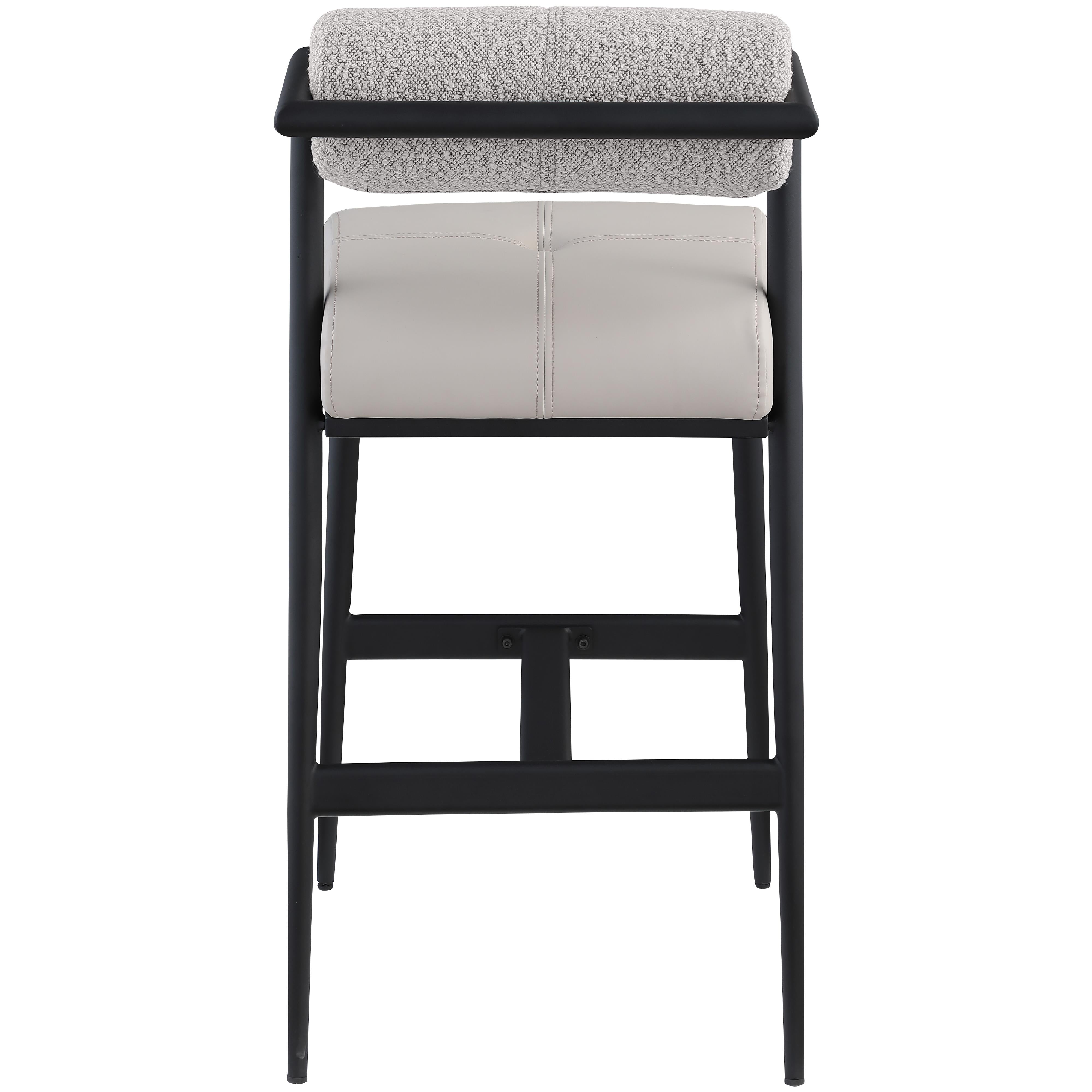 Meridian Stryker Taupe Boucle Fabric and Vegan Leather Stool