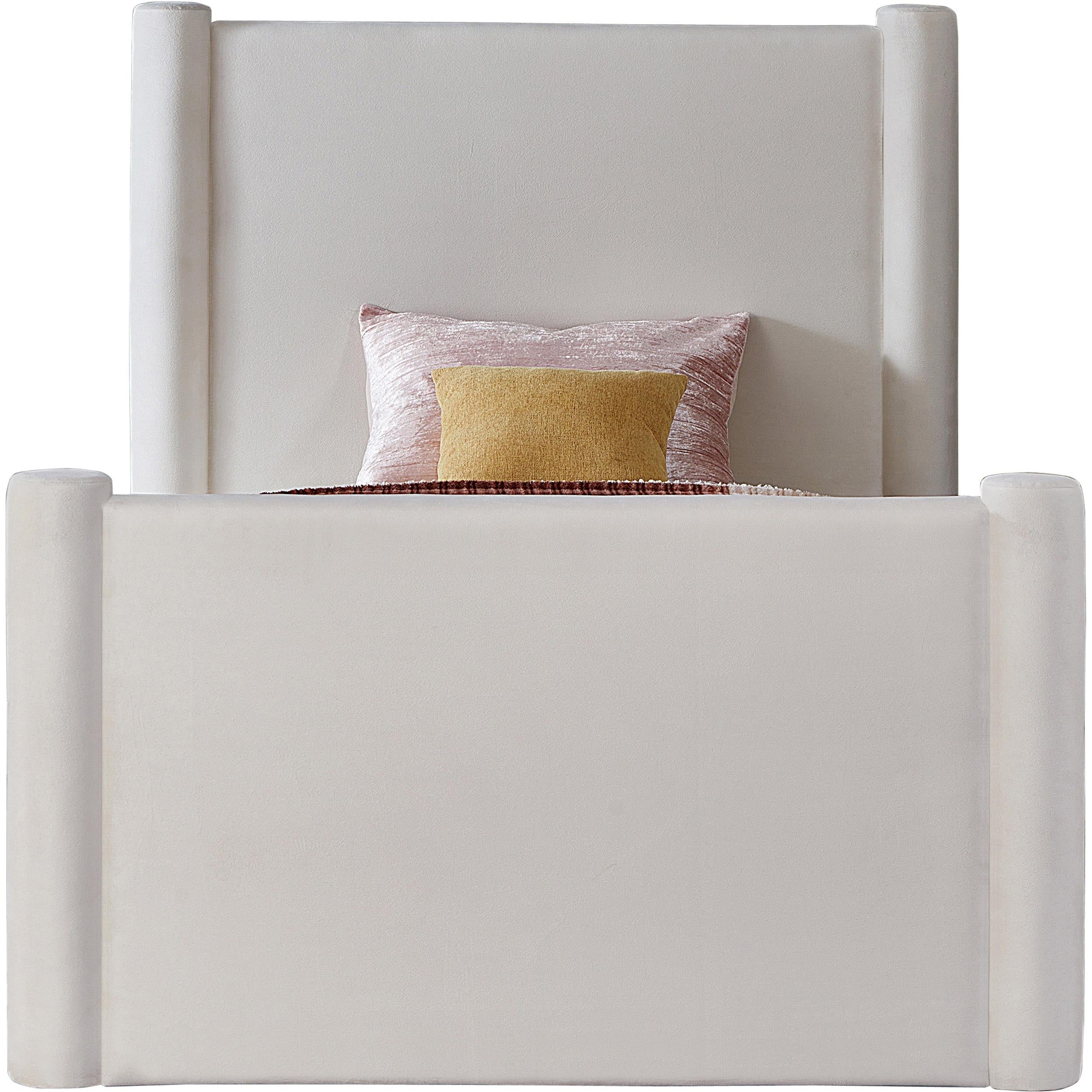 Meridian Elias Cream Velvet Twin Bed