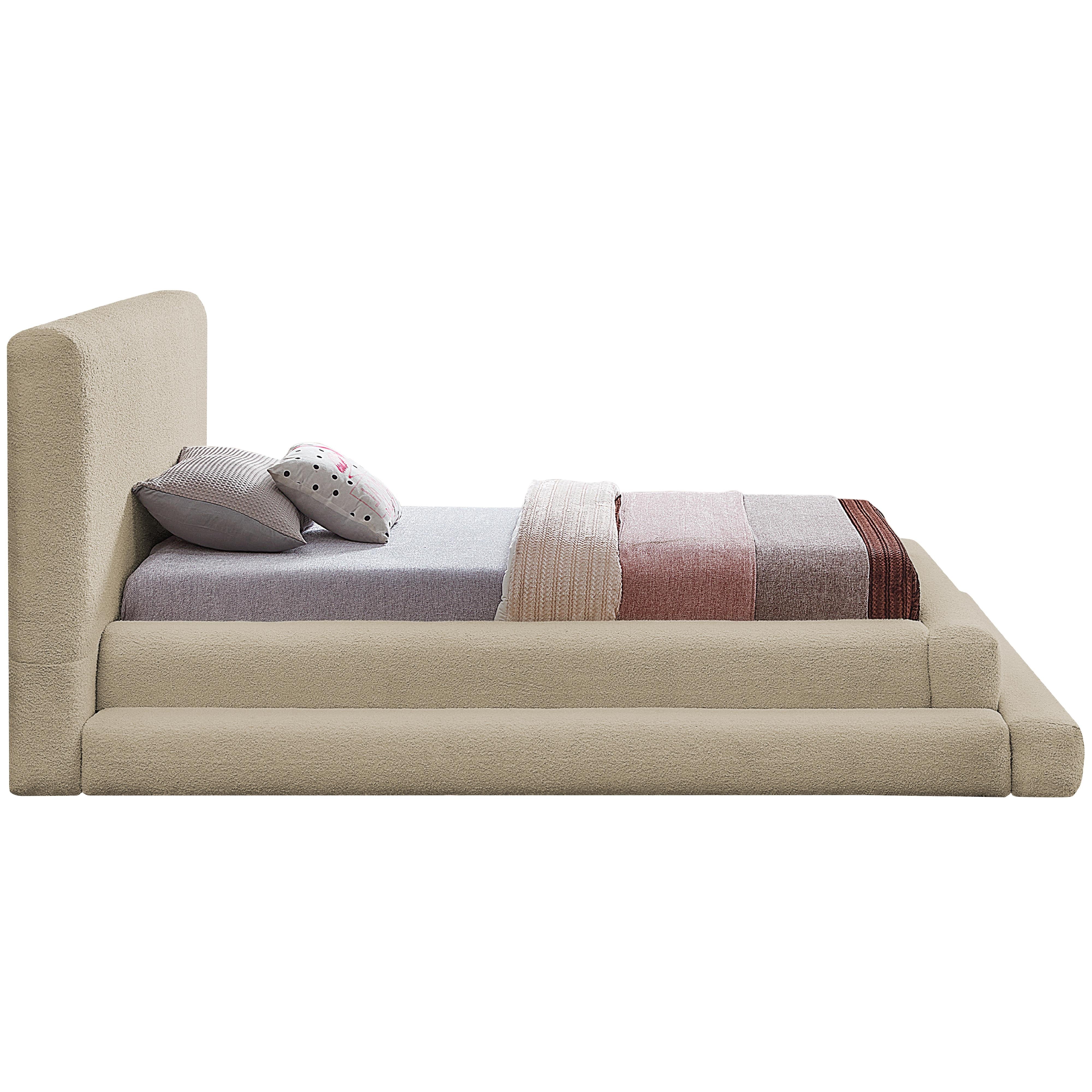 Meridian Dane Beige Teddy Fabric Twin Bed (3 Boxes)