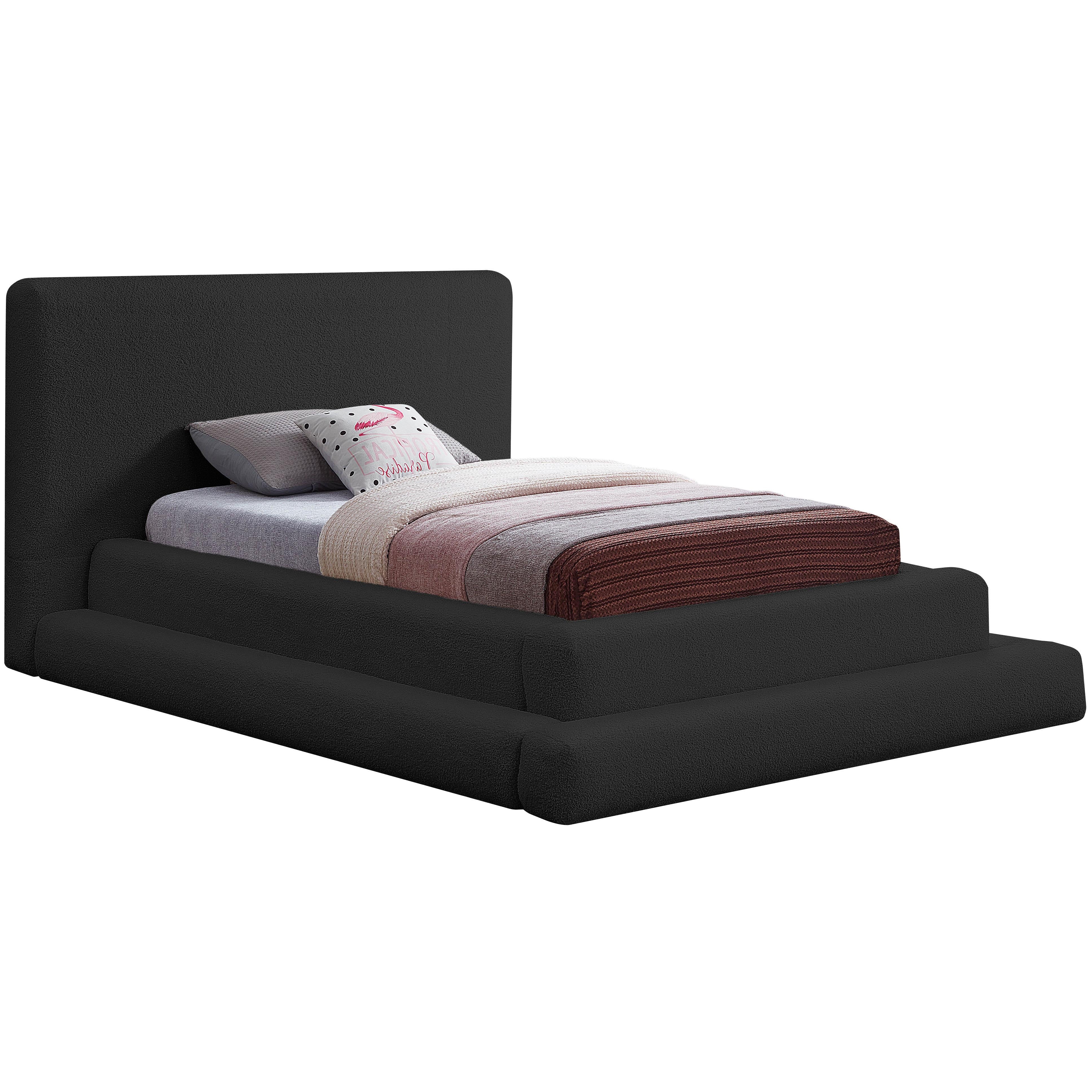 Meridian Dane Black Teddy Fabric Twin Bed (3 Boxes)