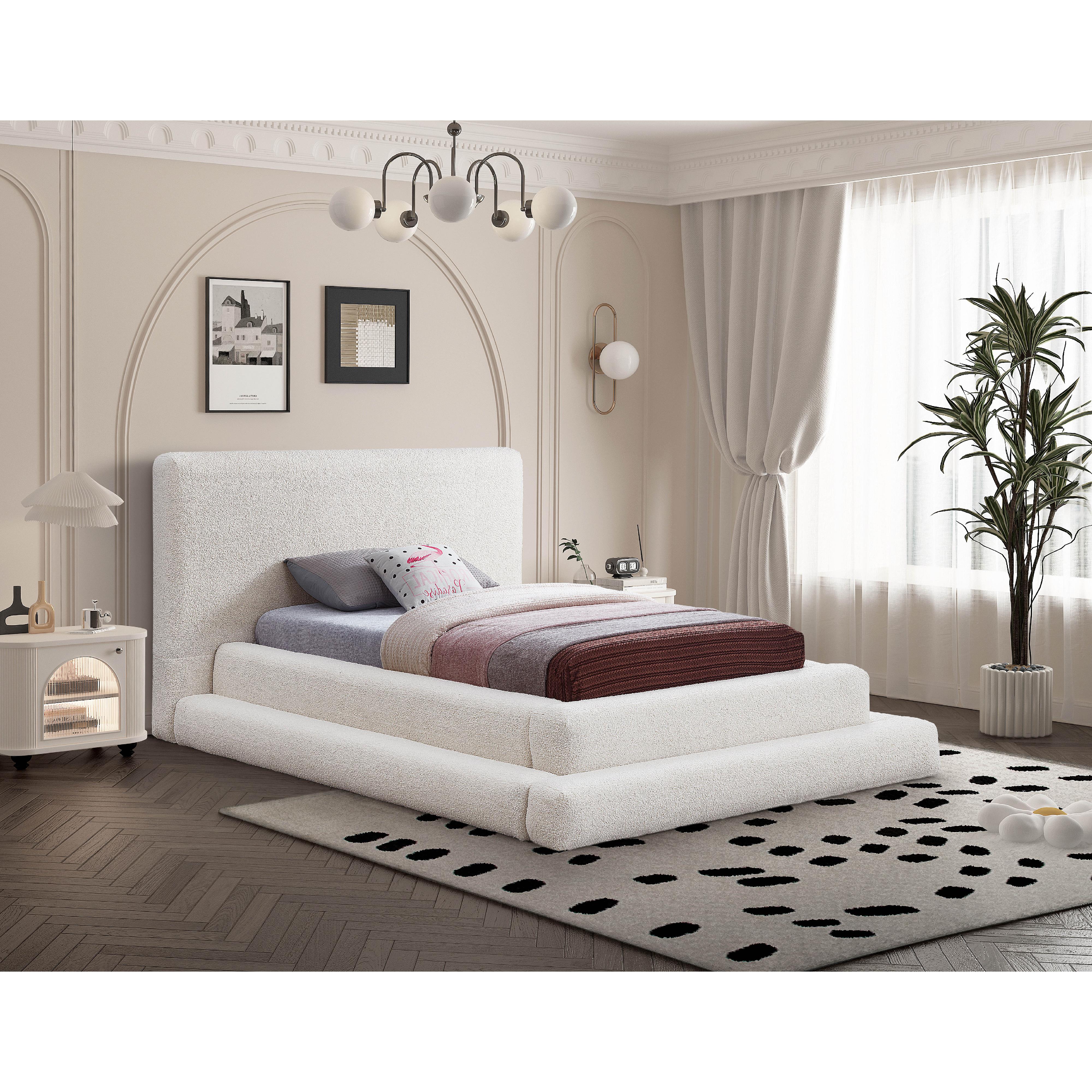 Meridian Dane Cream Teddy Fabric Twin Bed (3 Boxes)