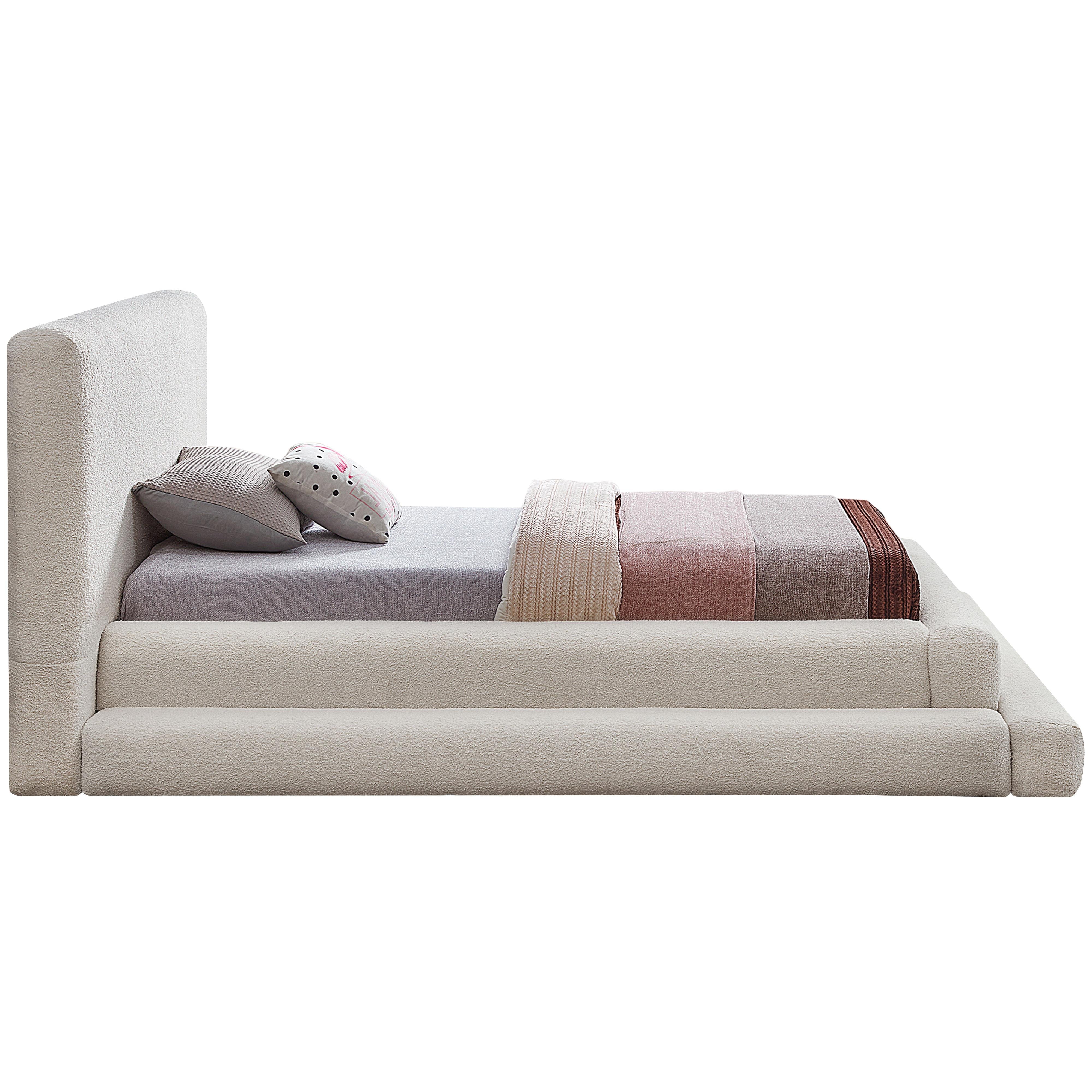 Meridian Dane Cream Teddy Fabric Twin Bed (3 Boxes)