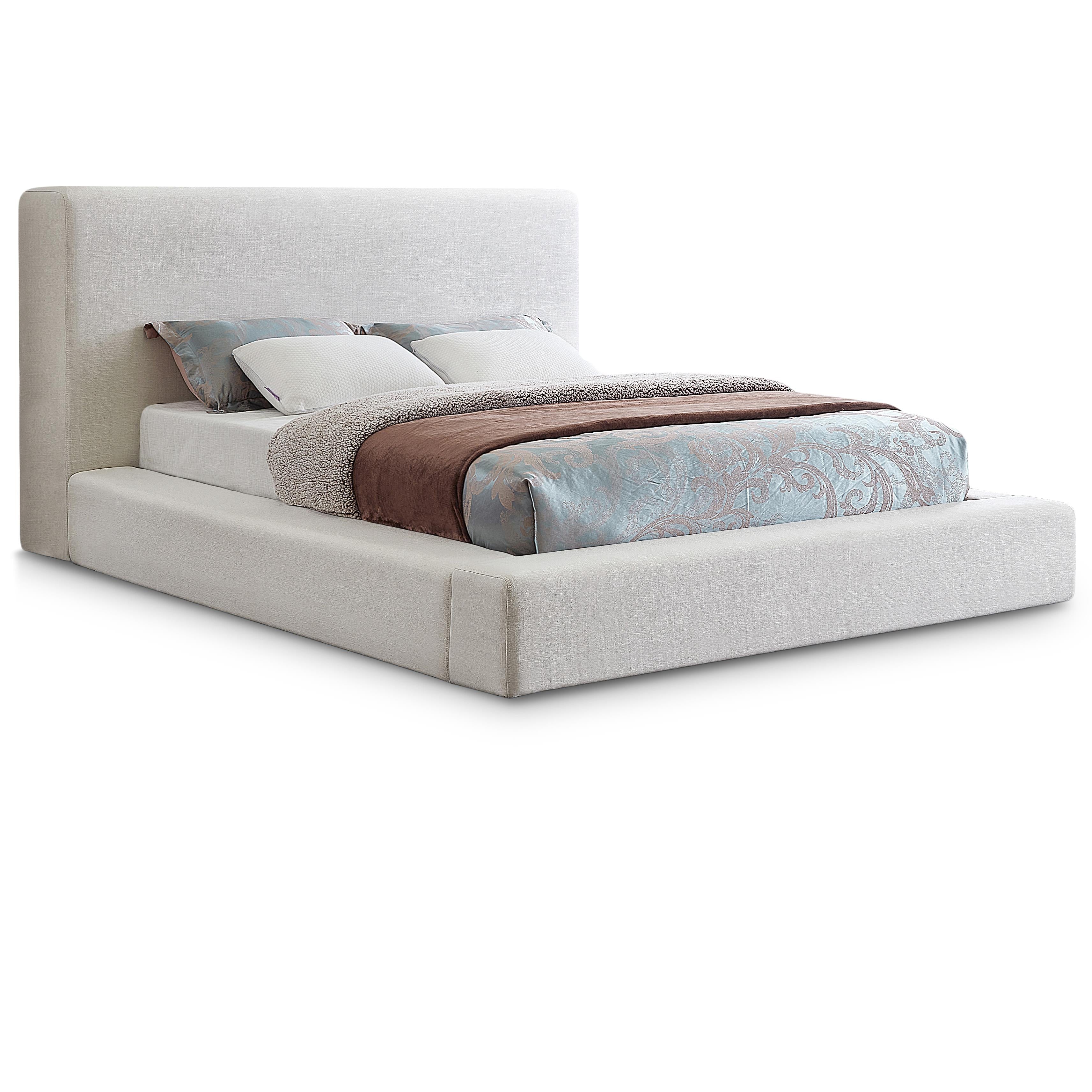 Meridian Devin Cream Linen Textured Fabric Full Bed
