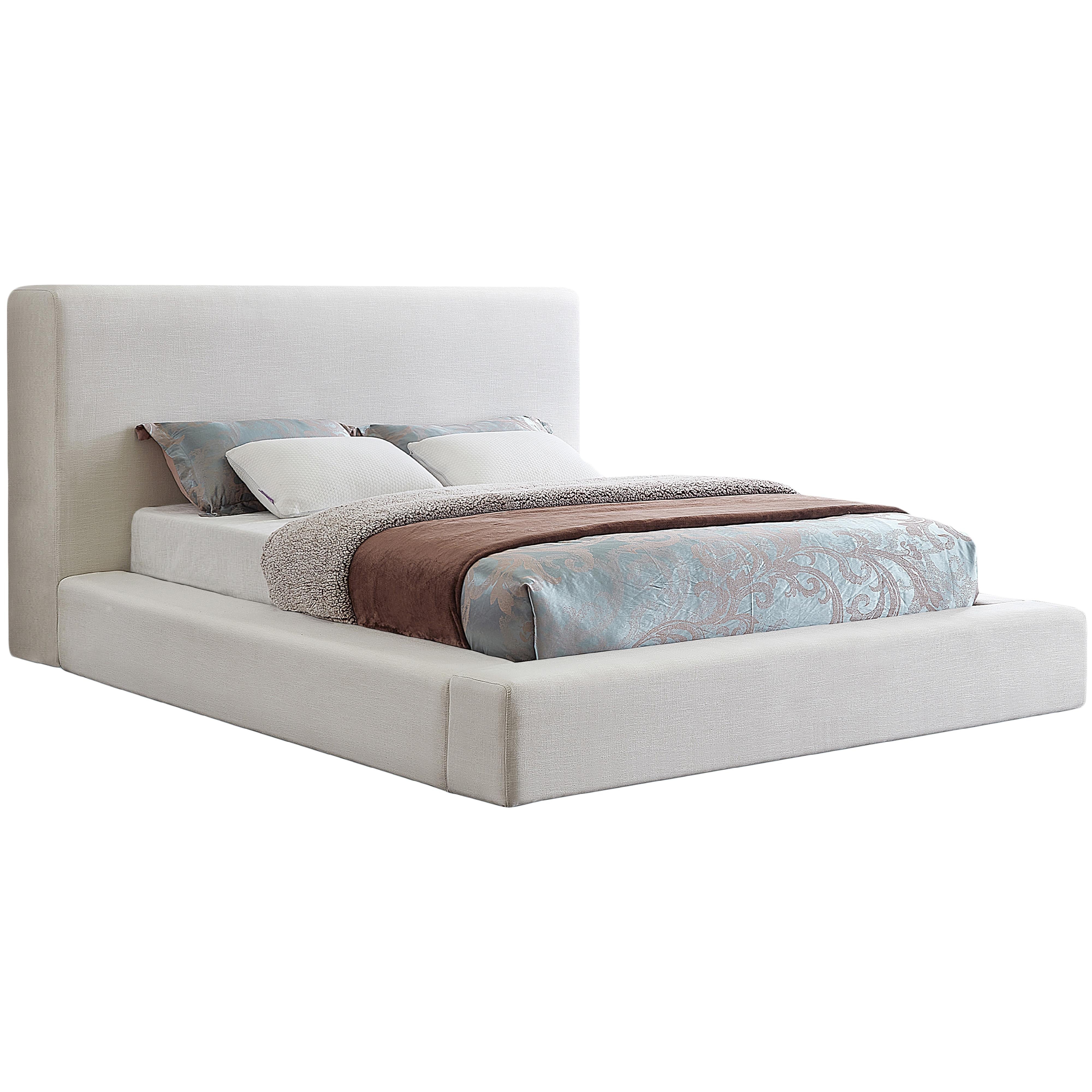 Meridian Devin Cream Linen Textured Fabric King Bed