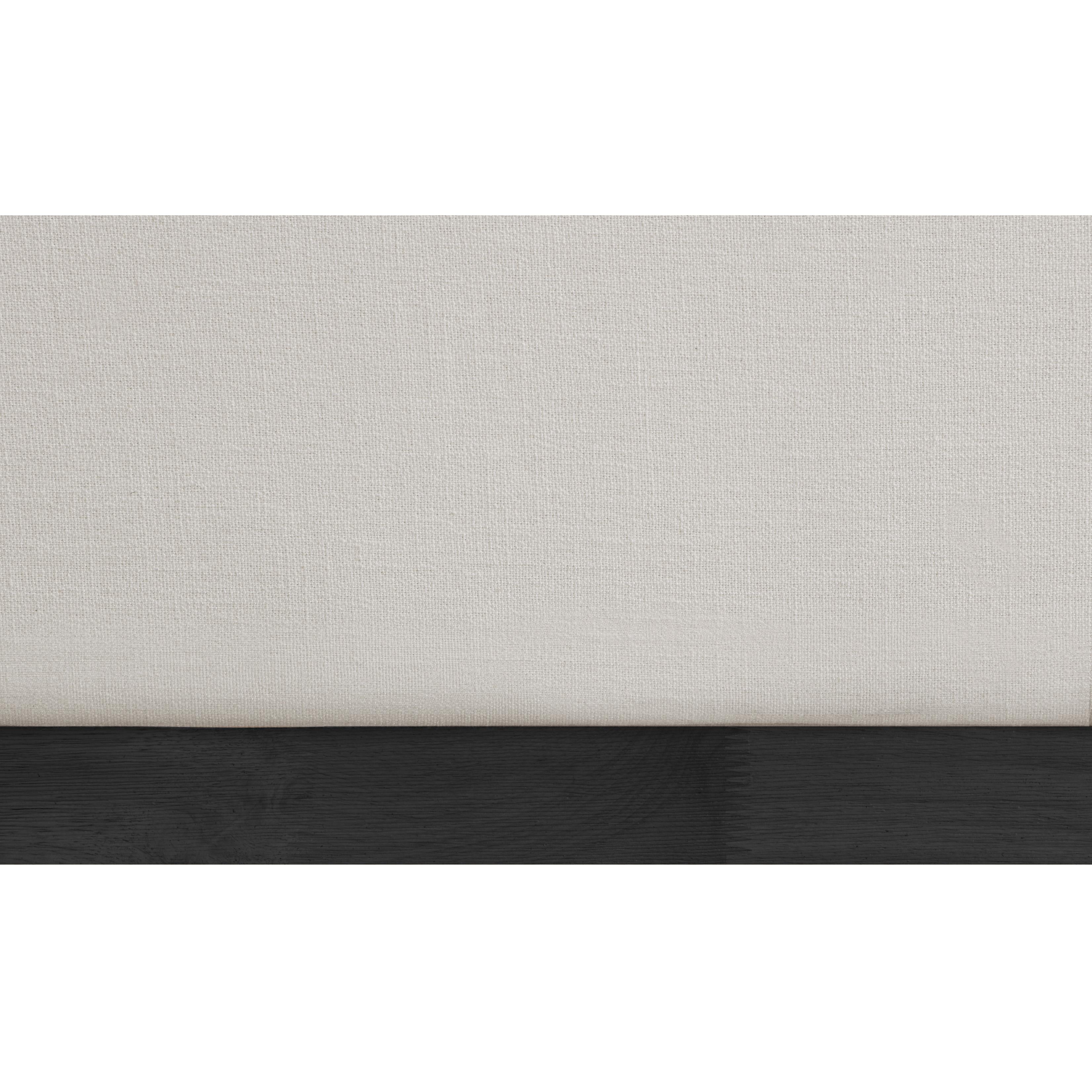 Meridian Flynn Beige Linen Textured Fabric Queen Bed