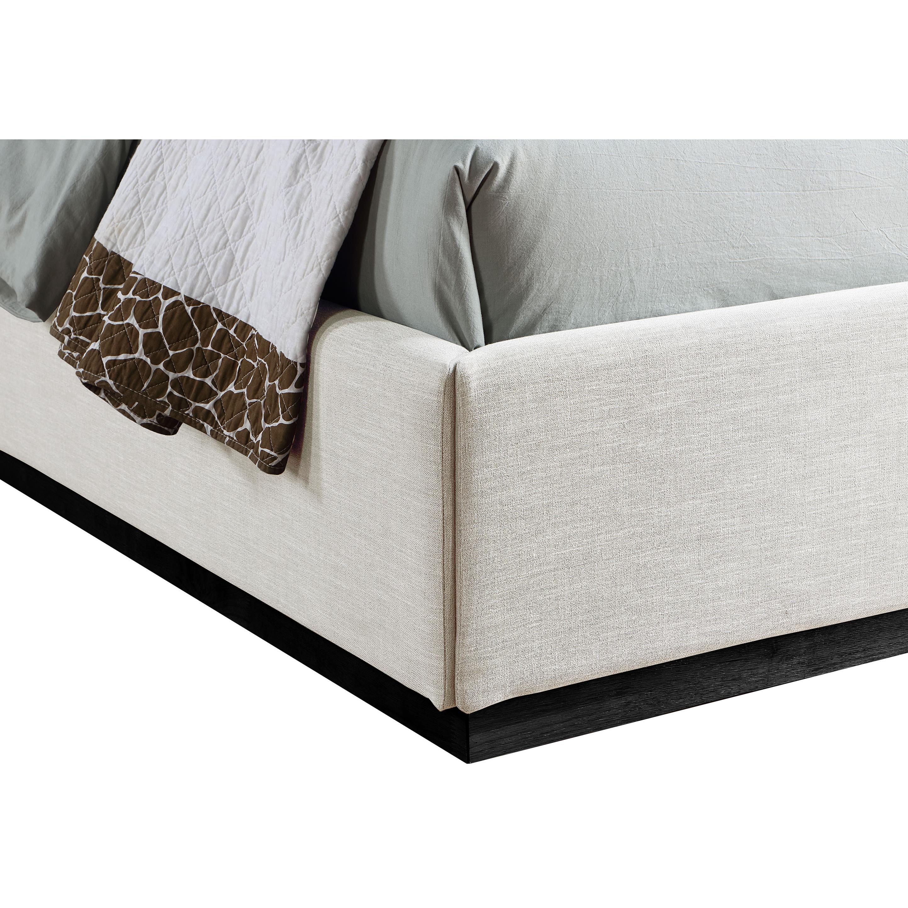 Meridian Flynn Beige Linen Textured Fabric Twin Bed