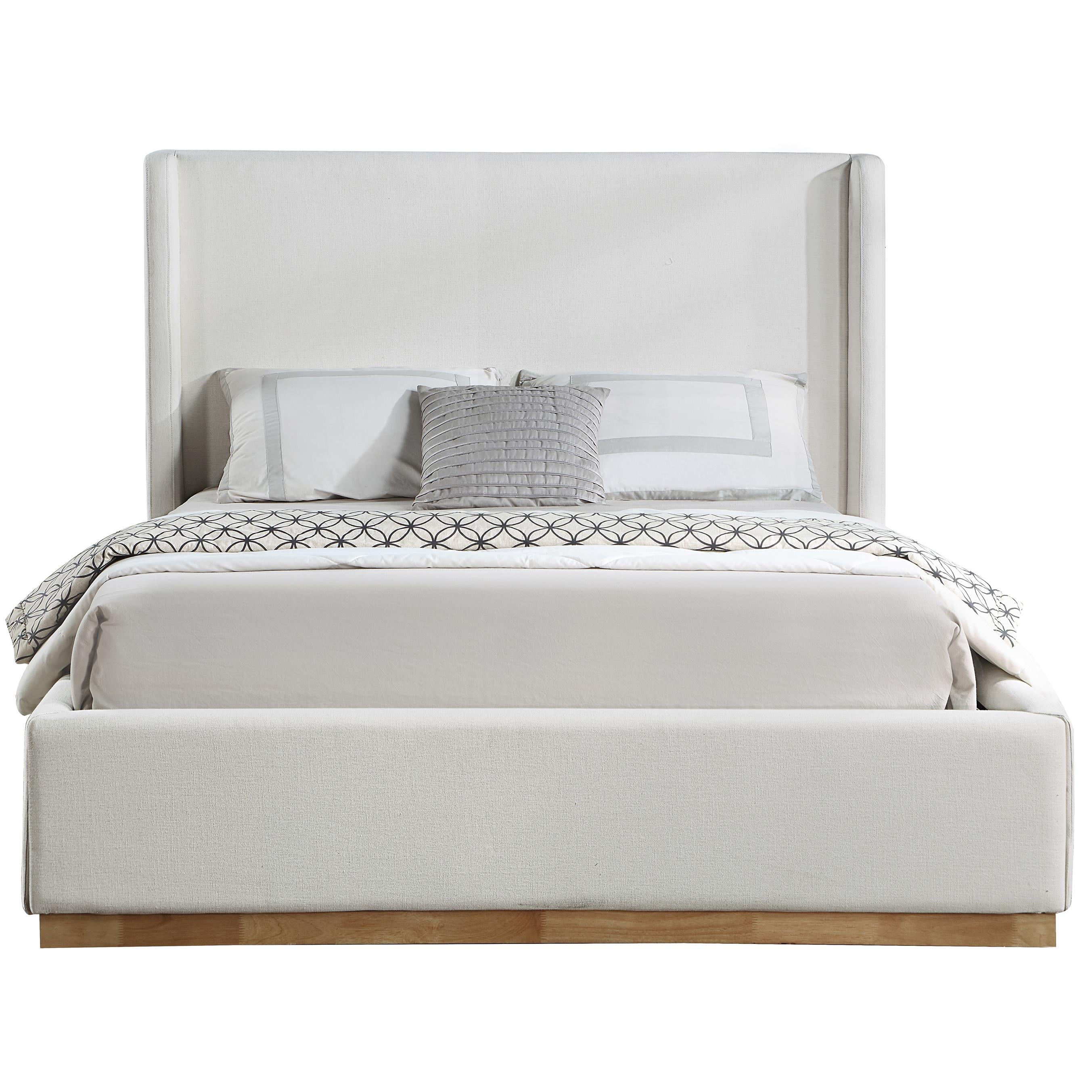 Meridian Flynn Cream Linen Textured Fabric Full Bed