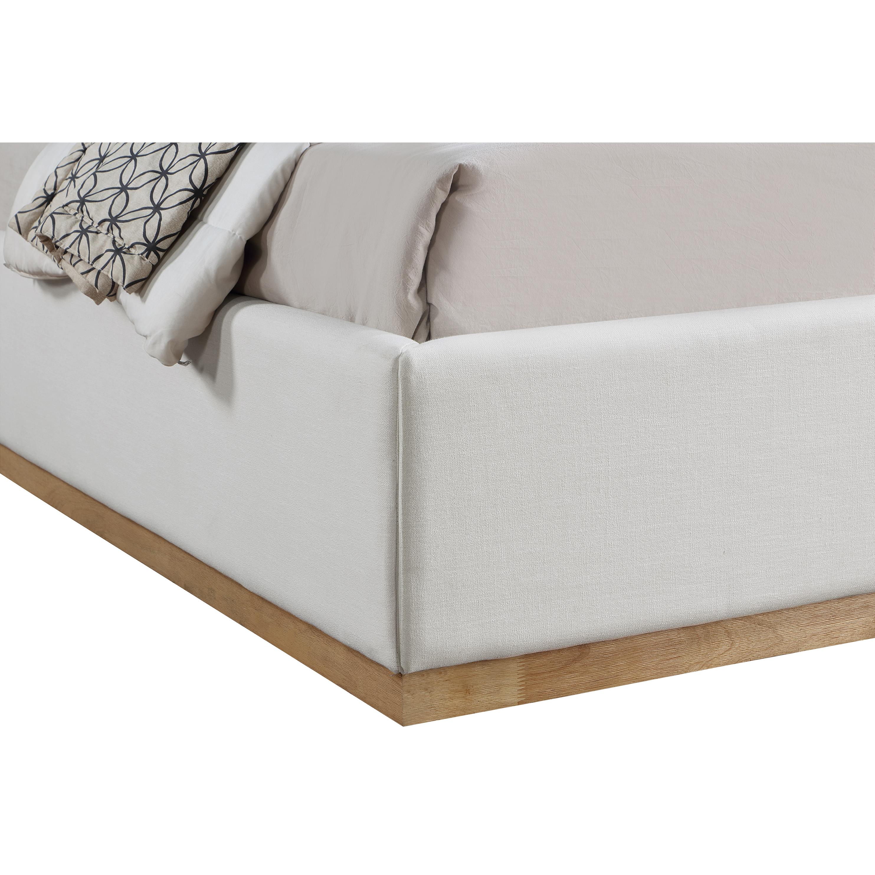 Meridian Flynn Cream Linen Textured Fabric Full Bed