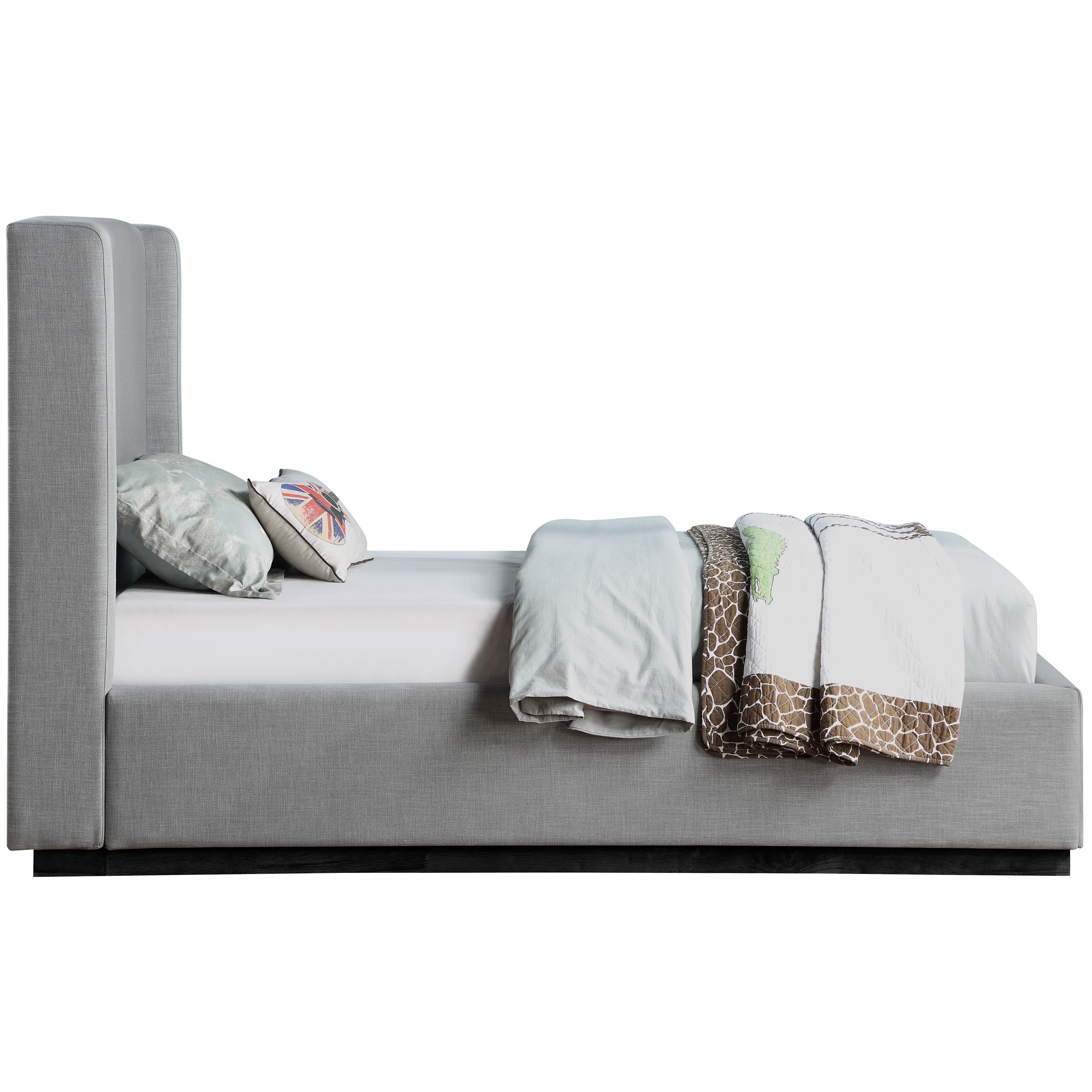 Meridian Flynn Grey Linen Textured Fabric Twin Bed