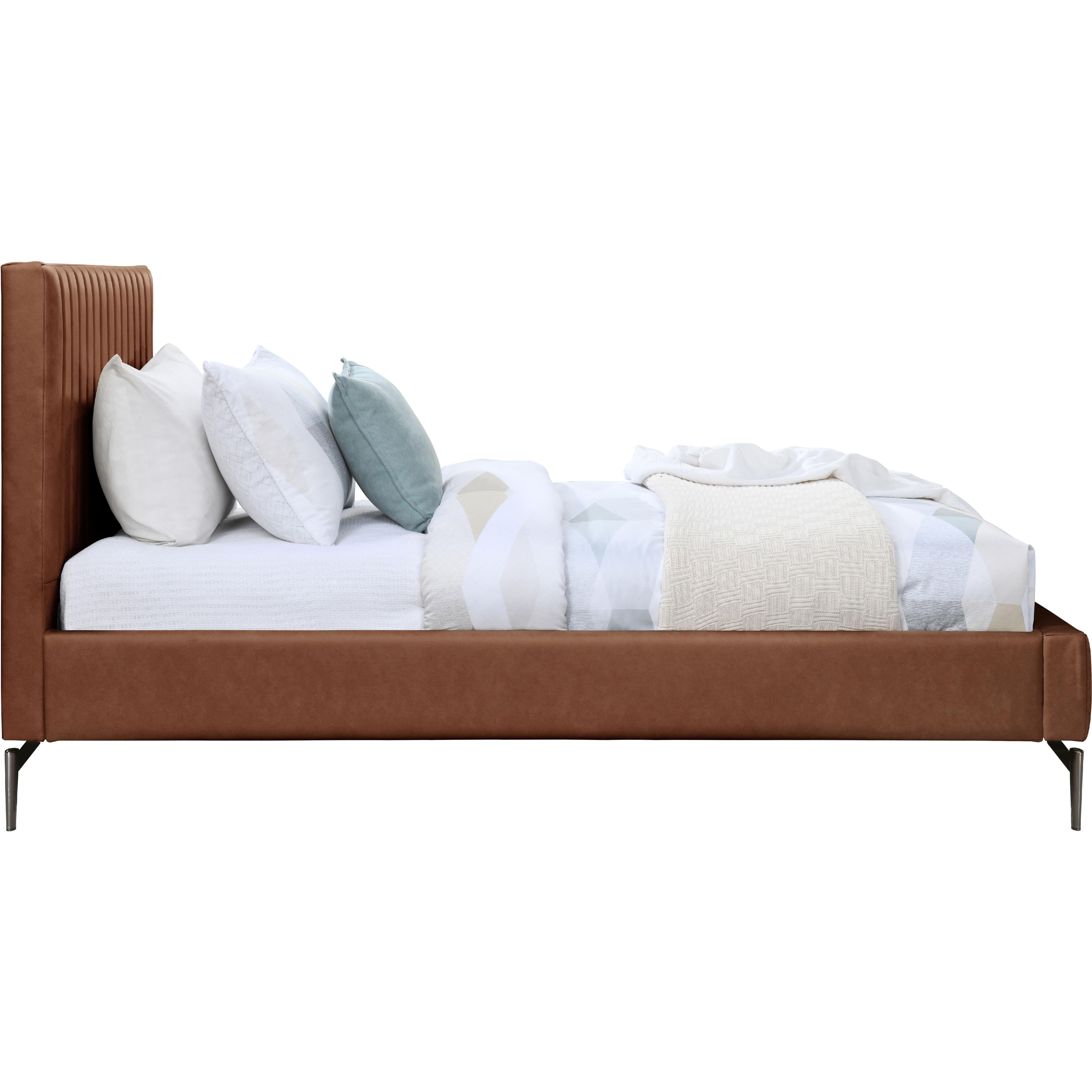 Meridian Gallo Cognac Vegan Leather Twin Bed