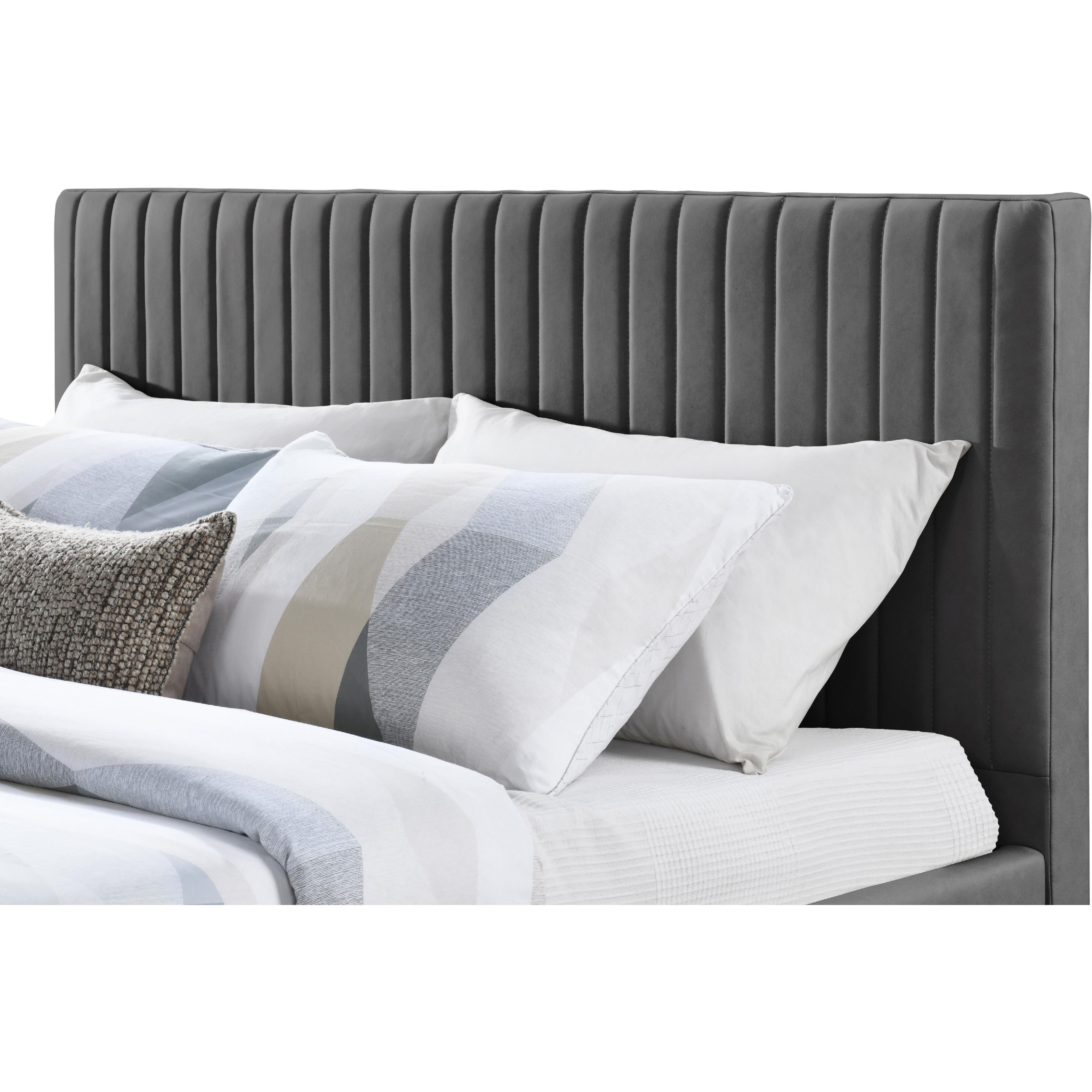 Meridian Gallo Dark Grey Vegan Leather Queen Bed