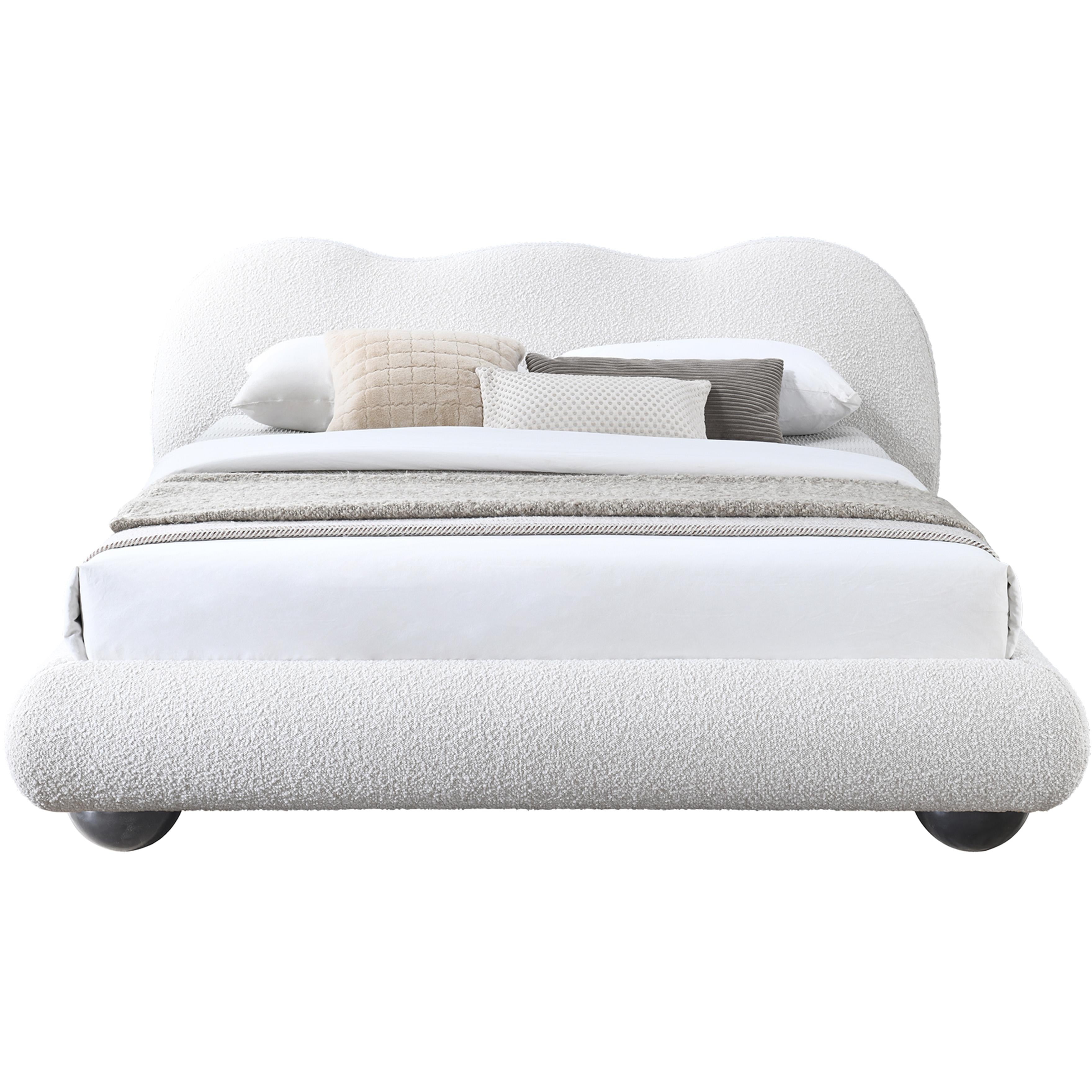 Meridian Hyde Cream Boucle Fabric King Bed (3 Boxes)
