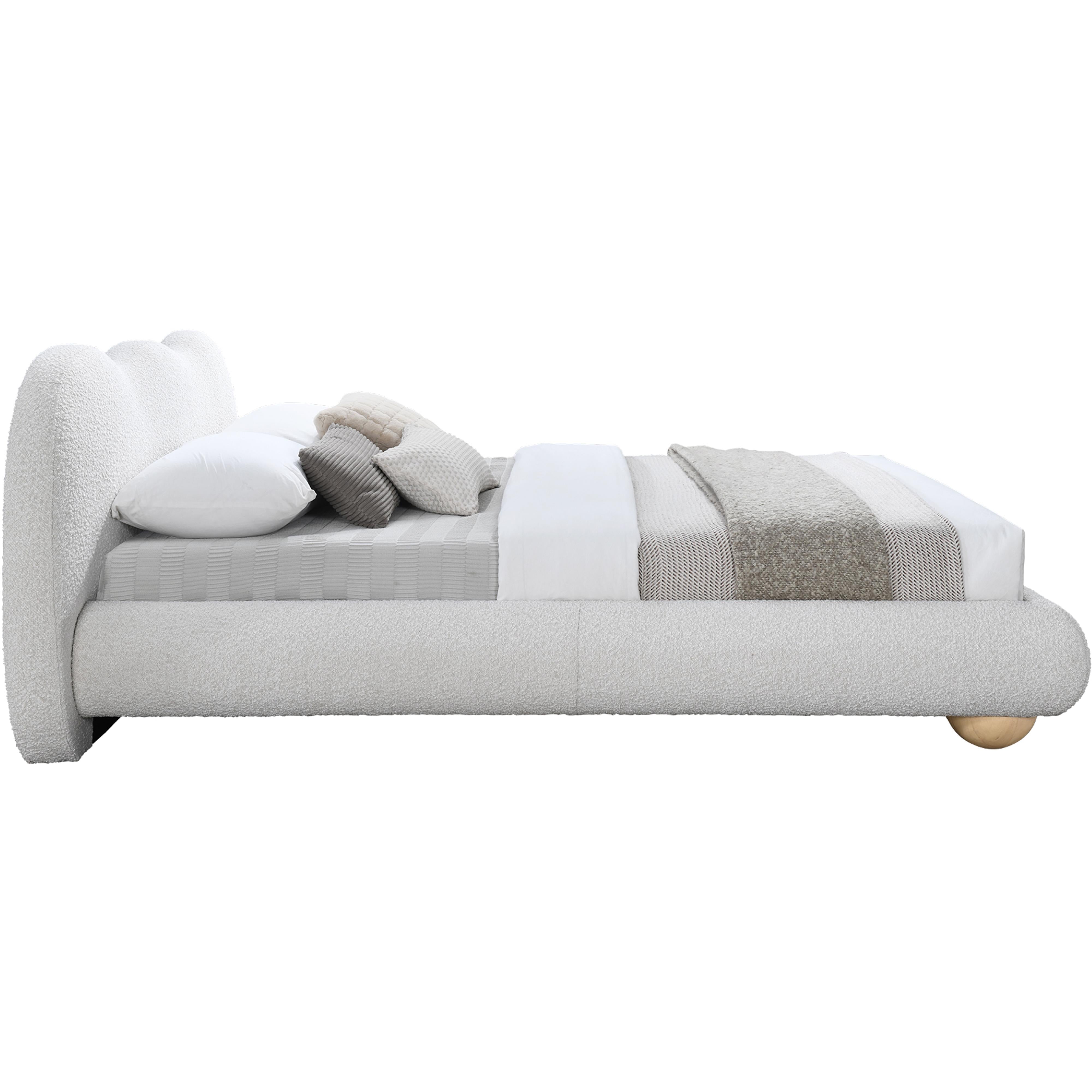 Meridian Hyde Cream Boucle Fabric King Bed (3 Boxes)