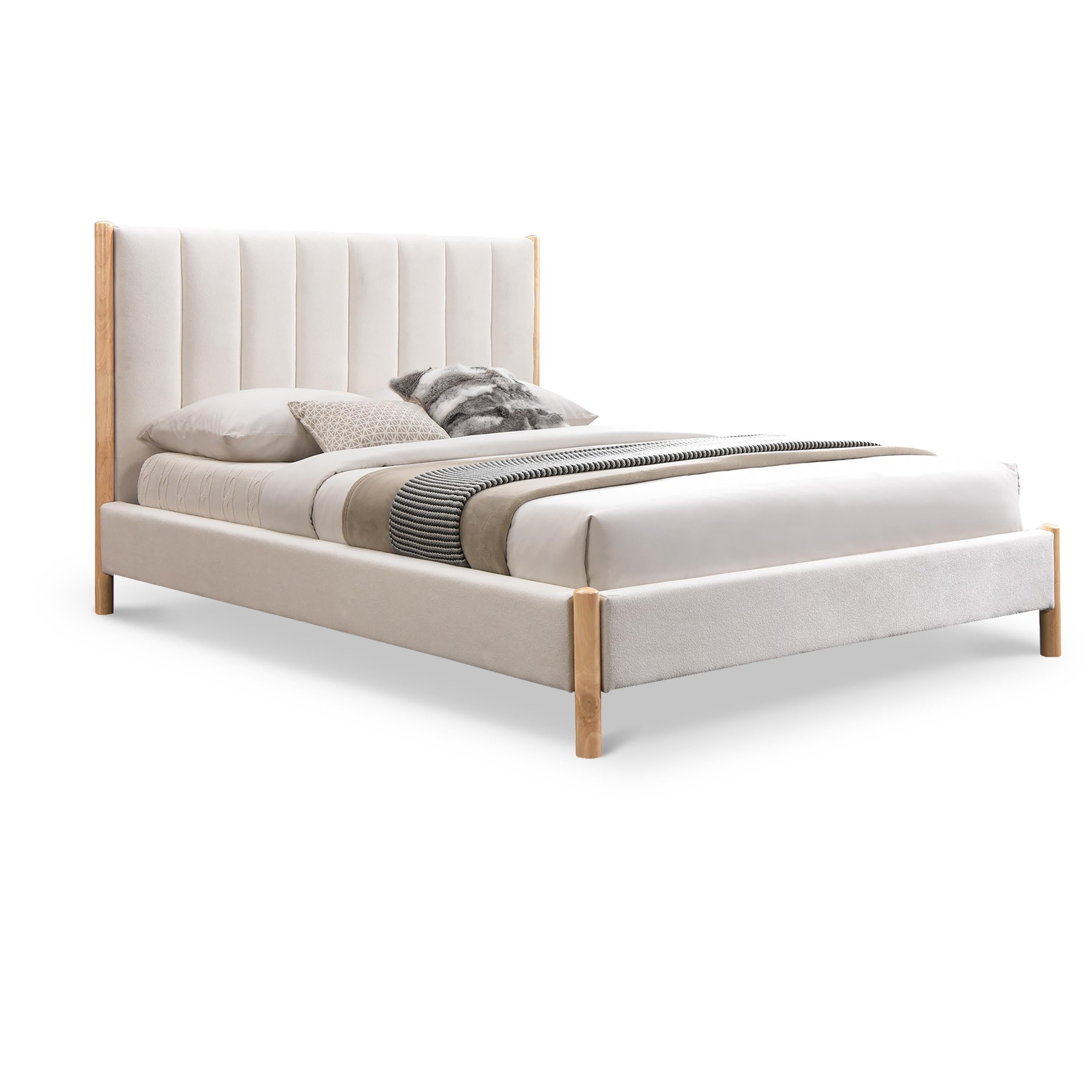 Meridian Kona Cream Polyester Fabric Queen Bed