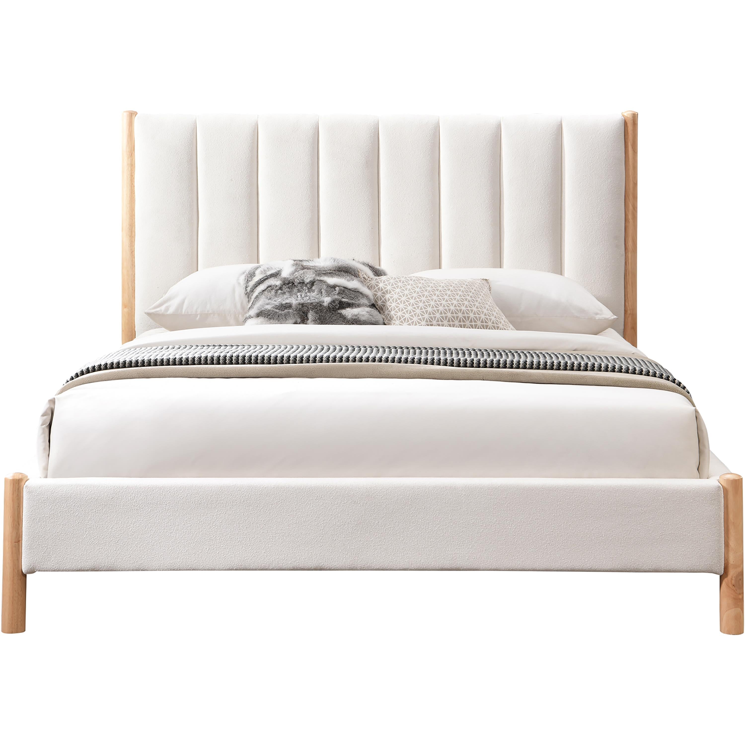 Meridian Kona Cream Polyester Fabric Queen Bed