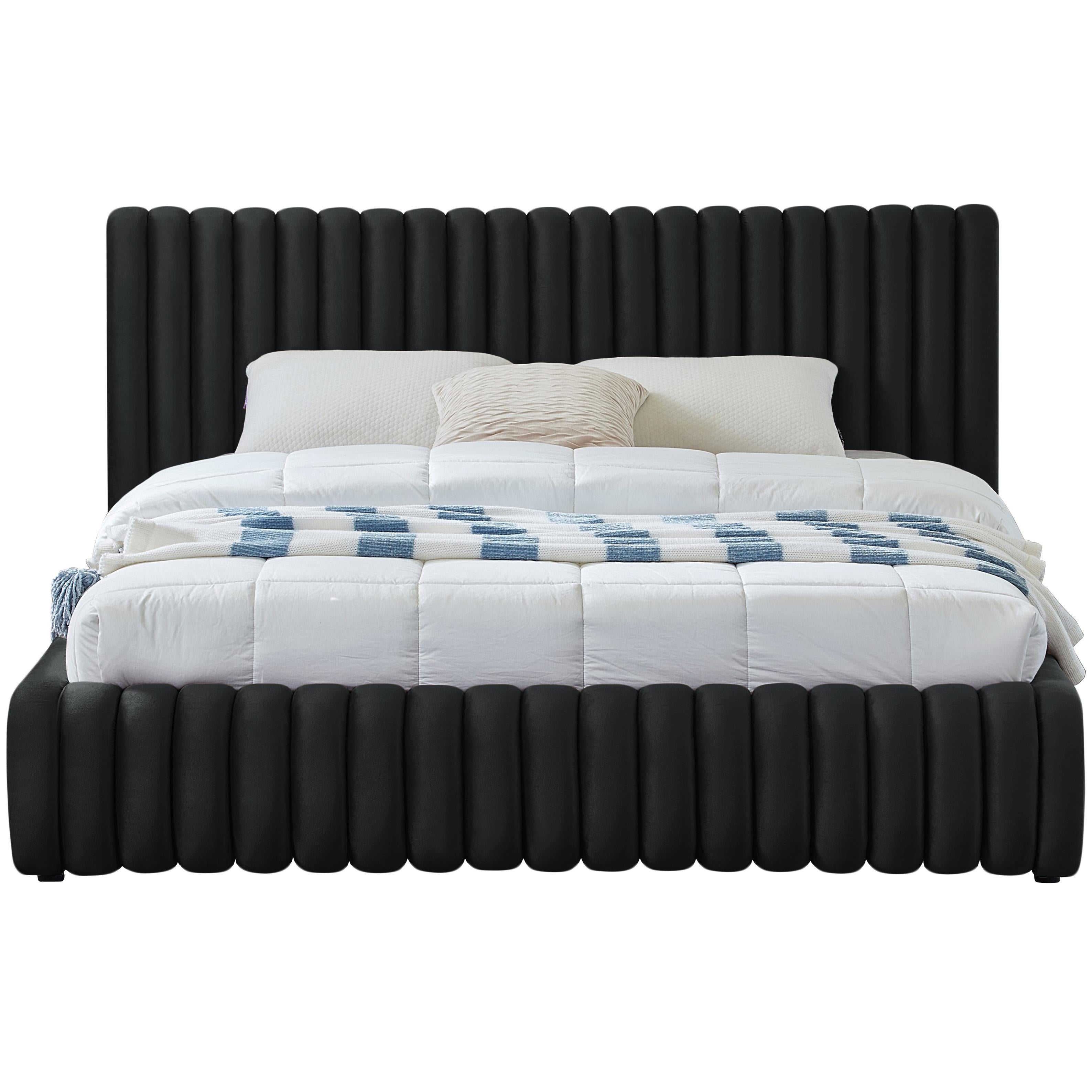 Meridian Nico Black Velvet Full Bed