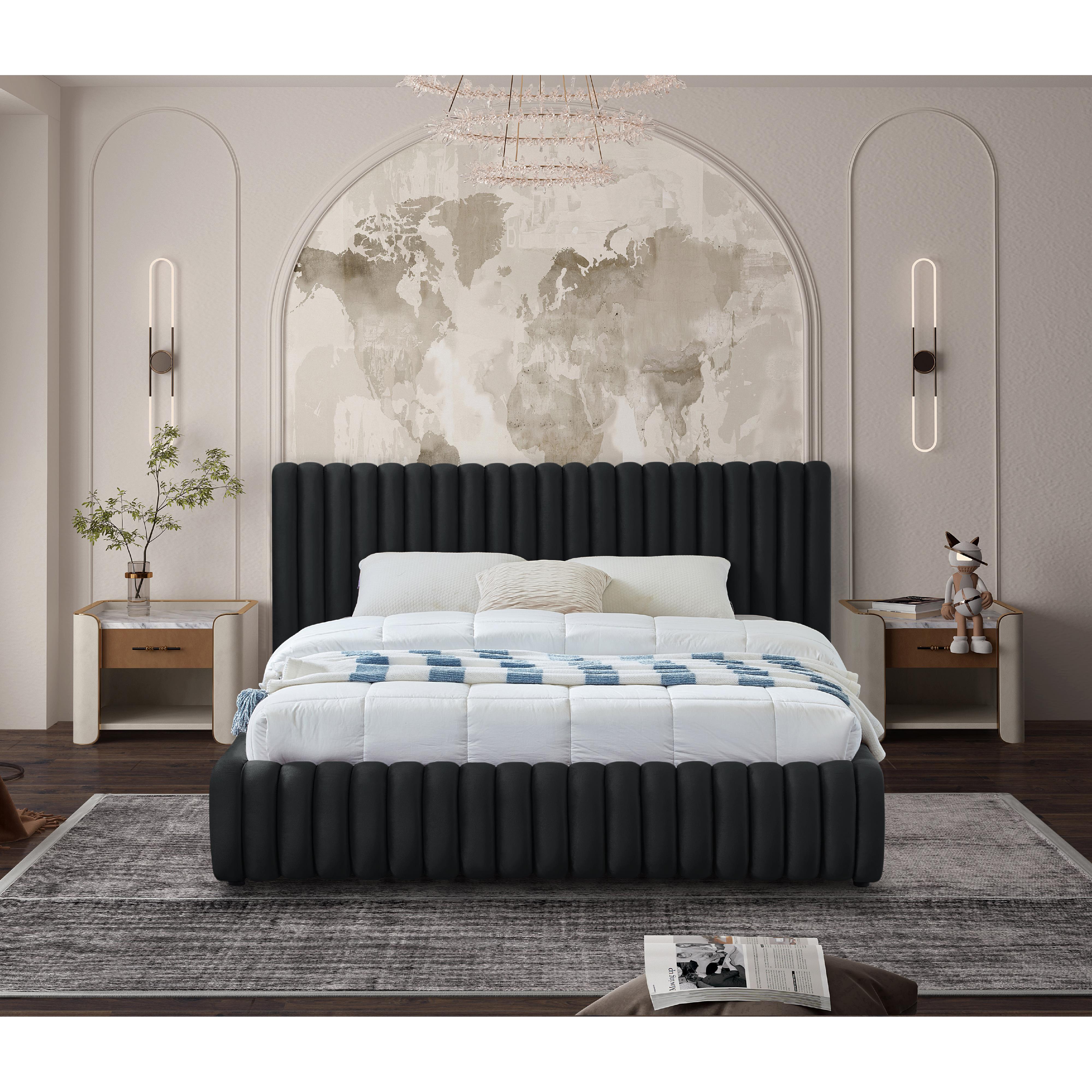 Meridian Nico Black Velvet Full Bed